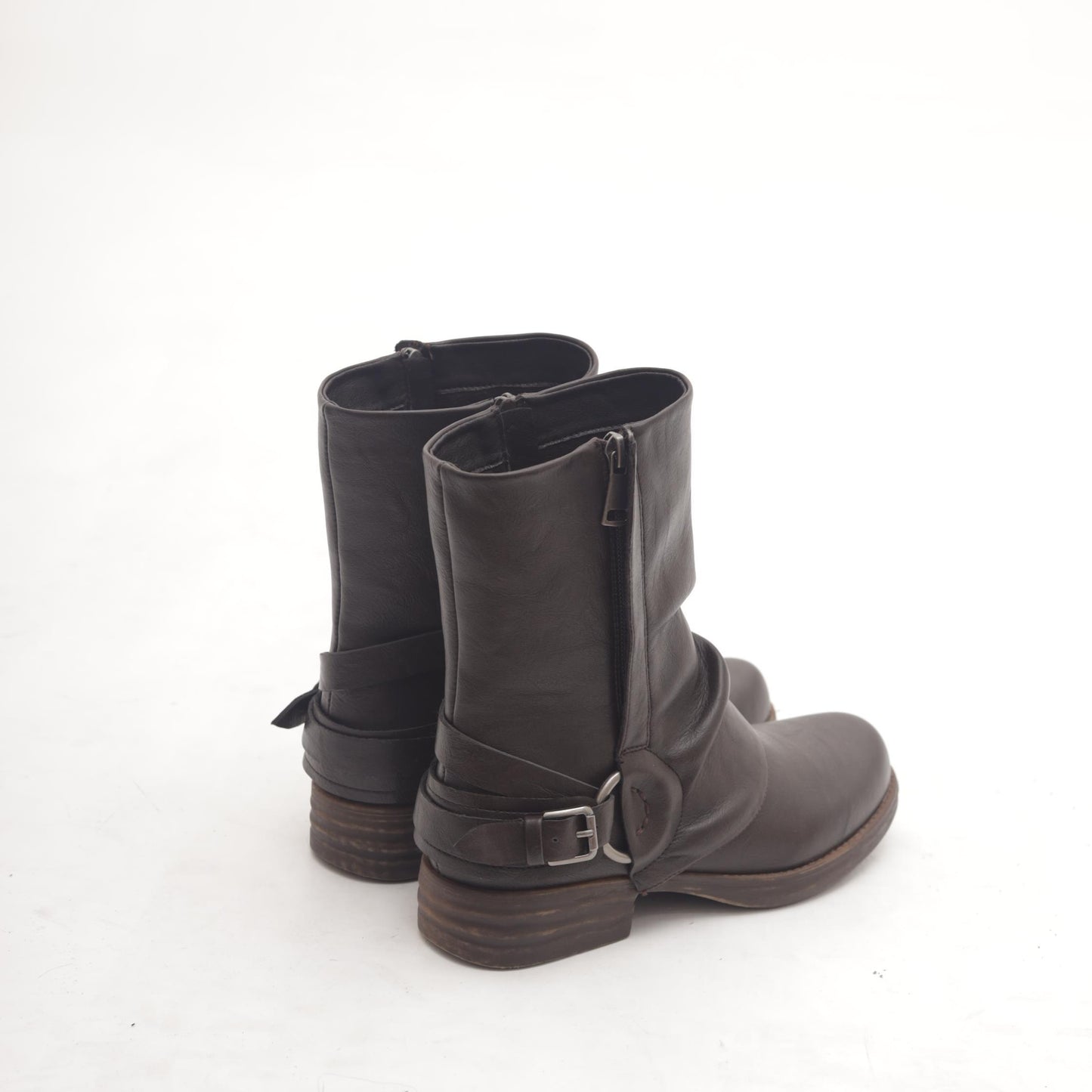 STIVALETTO RISVOLTATO CON FIBBIA E ZIP TESTA DI MORO MP2708-1PUTM CHOCOLA