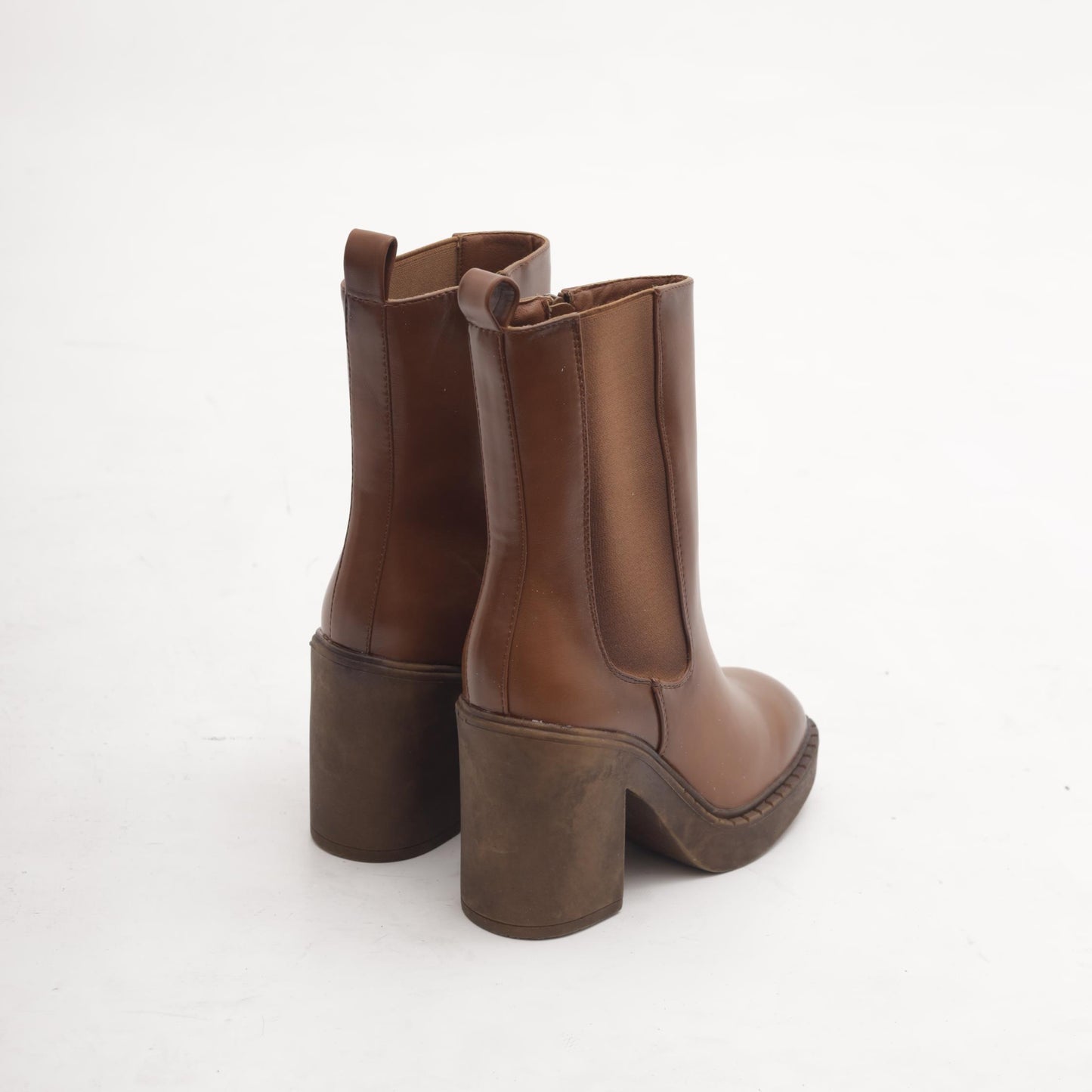 STIVALETTO ELASTICO ZIP TACCO CUOIO 