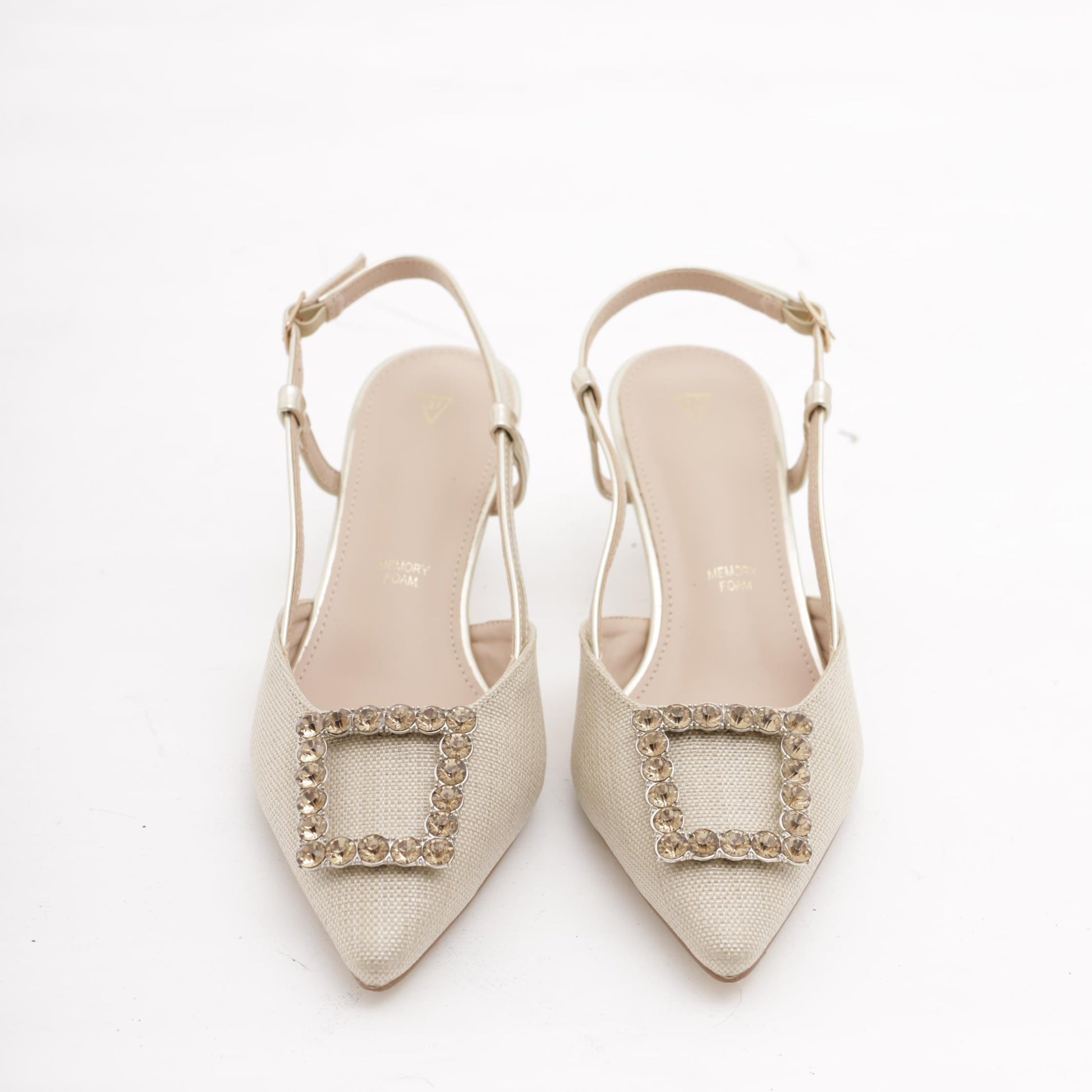 SLINGBACK CANVAS BASSA PLATINO 