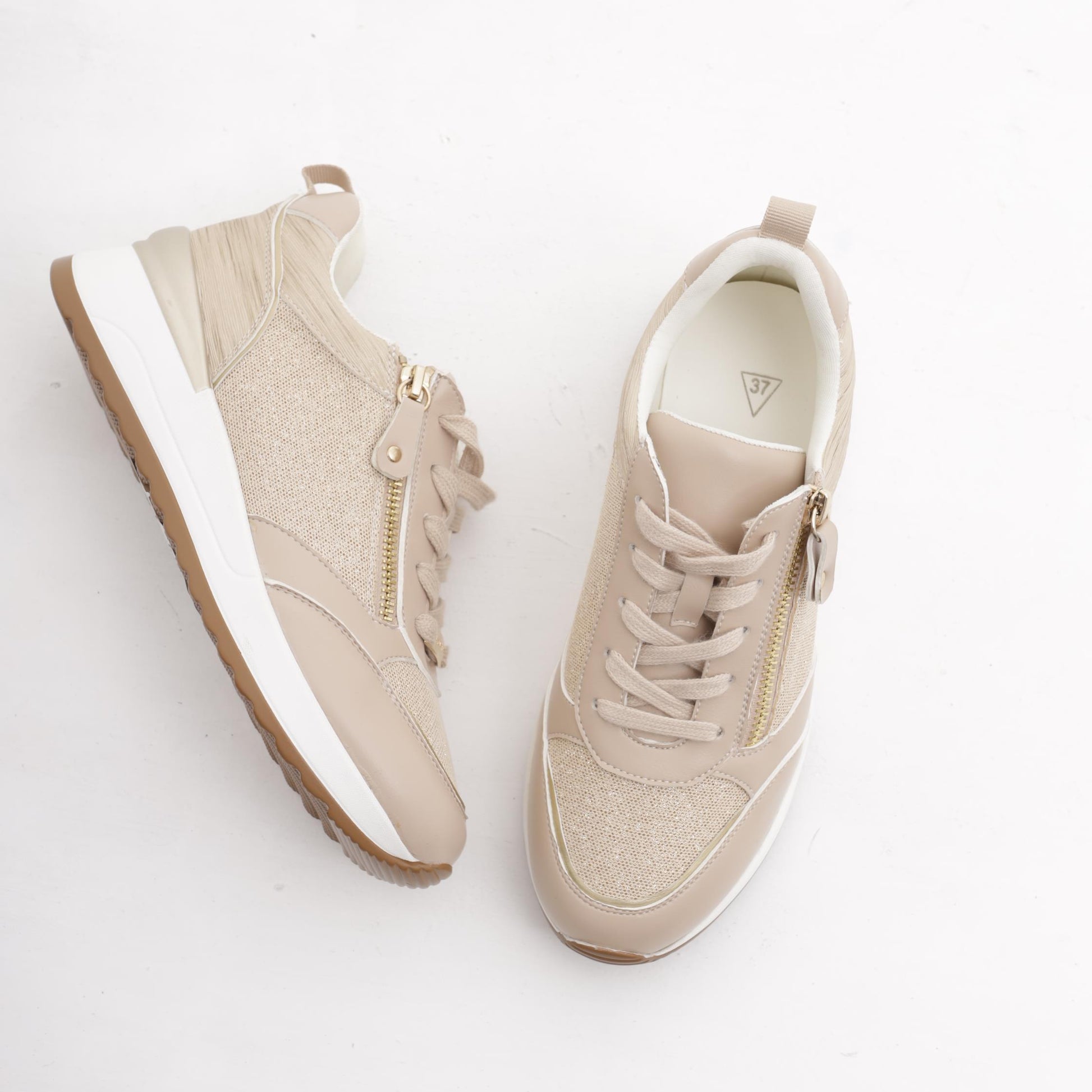 SNEAKERS SHINY ZIP NUDE 
