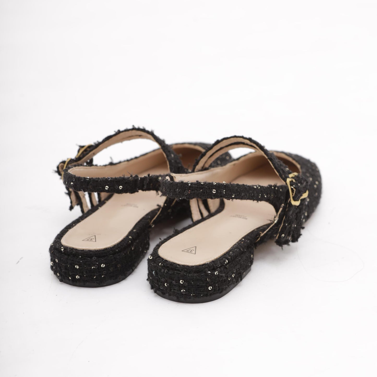 SLINGBACK FLAT TWEED NERO 