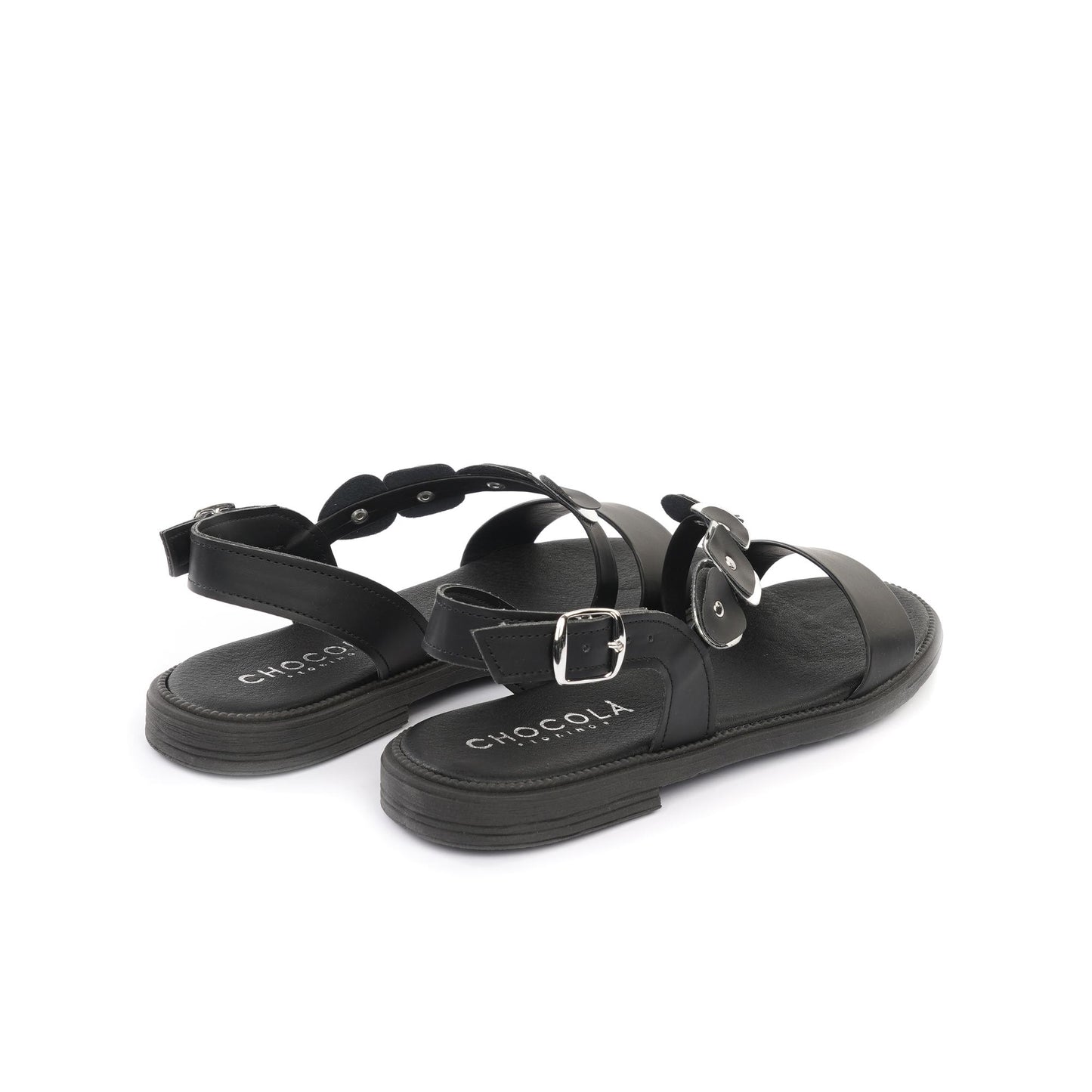 SANDALO FLAT SHAPES NERO<BR/> 
