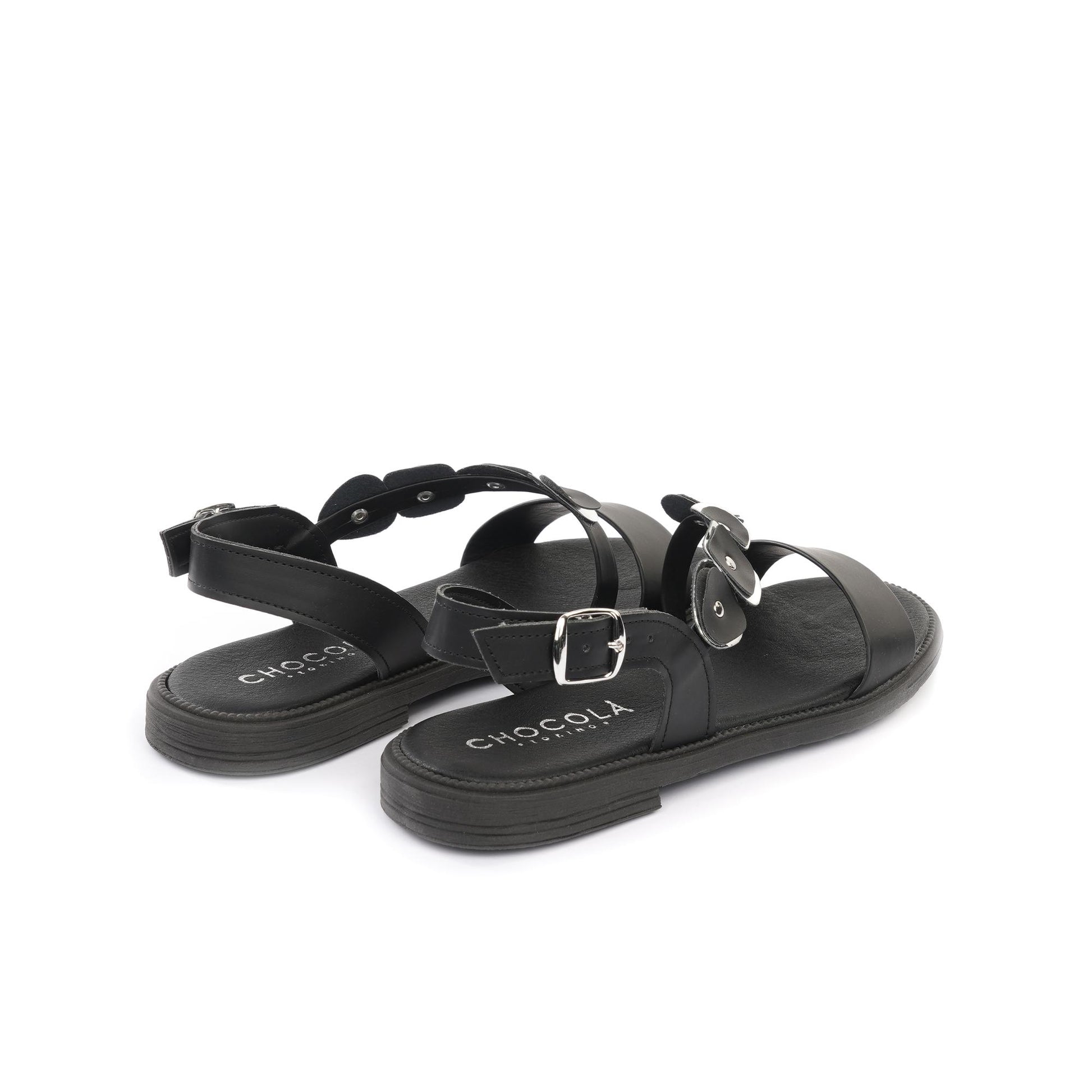 SANDALO FLAT SHAPES NERO<BR/> 