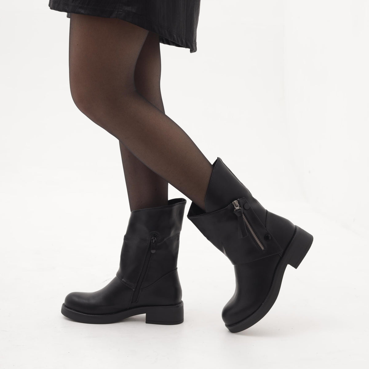 BIKER ASIMMETRICI ZIP NERO 