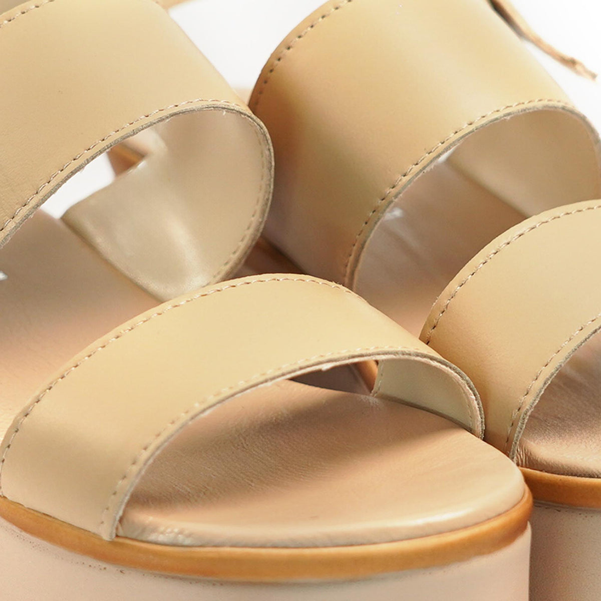 SANDALO DOPPIA FASCIA VERA PELLE BEIGE<BR/> 