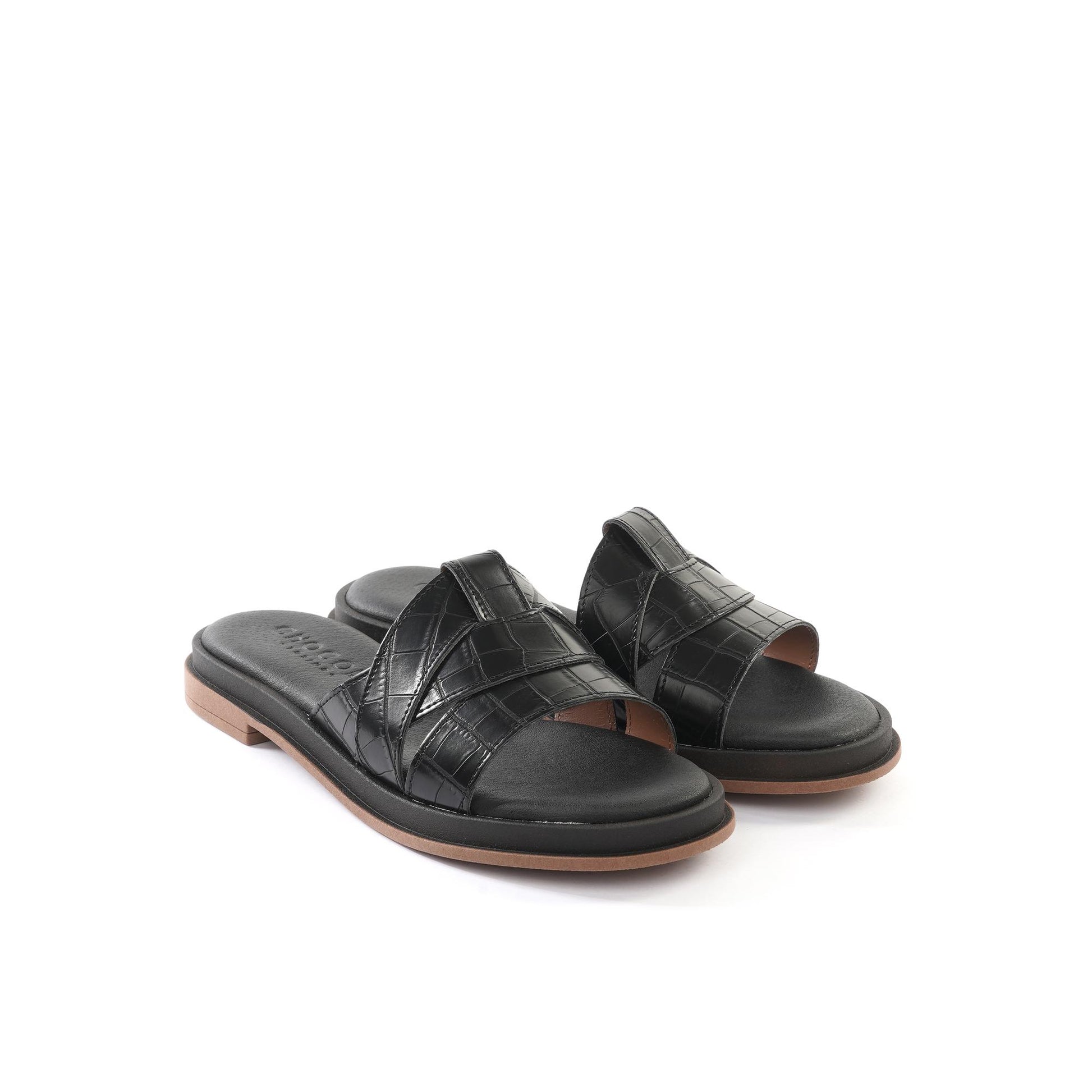 CIABATTINA INTRECCIATA COCCO NERO<BR/> 