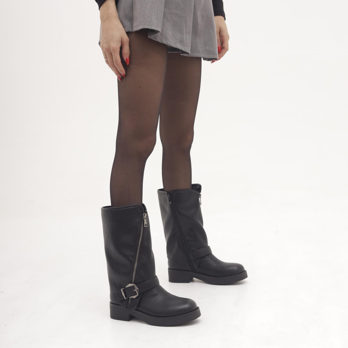 STIVALE BIKER ZIP NERO 