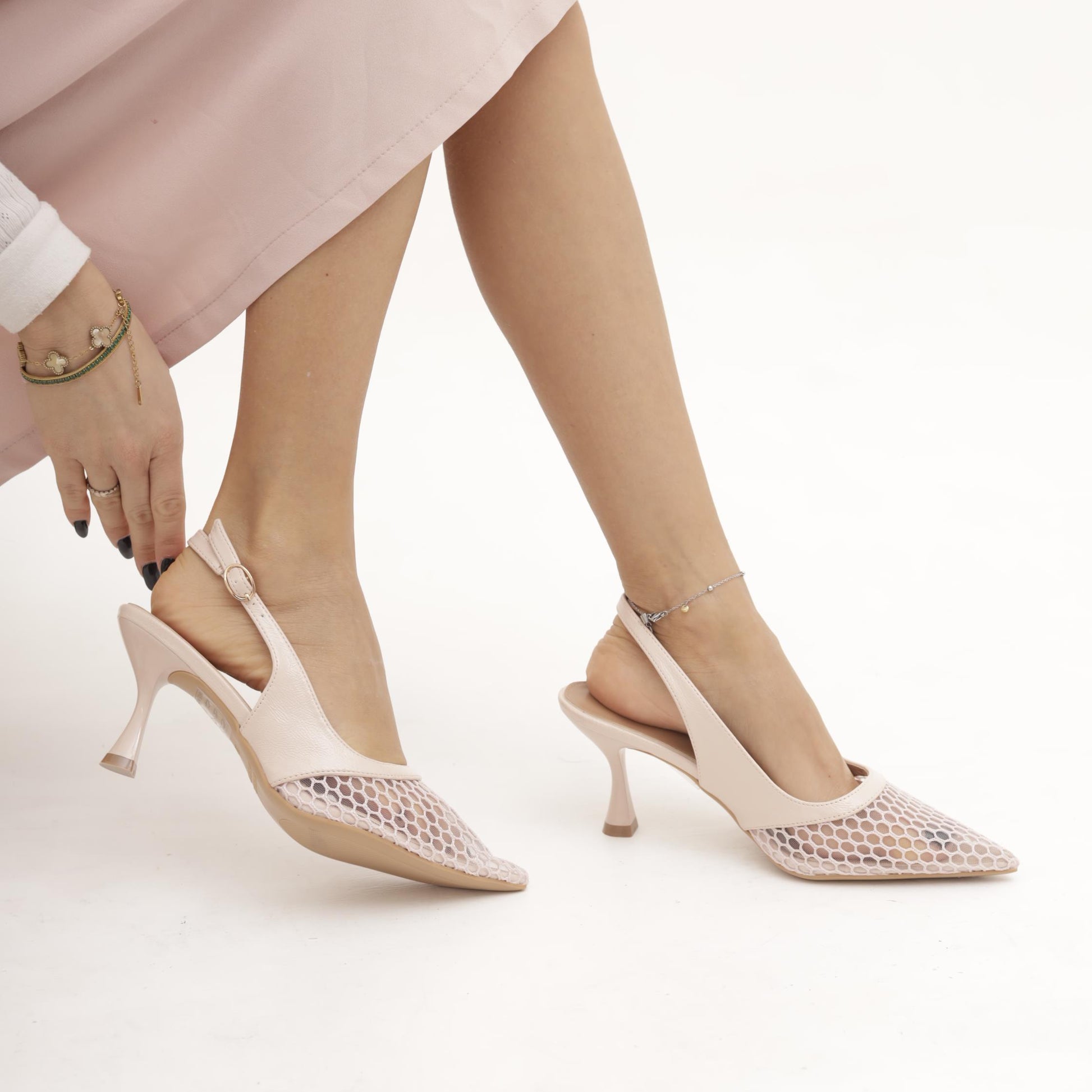 SLINGBACK RETE NUDE 
