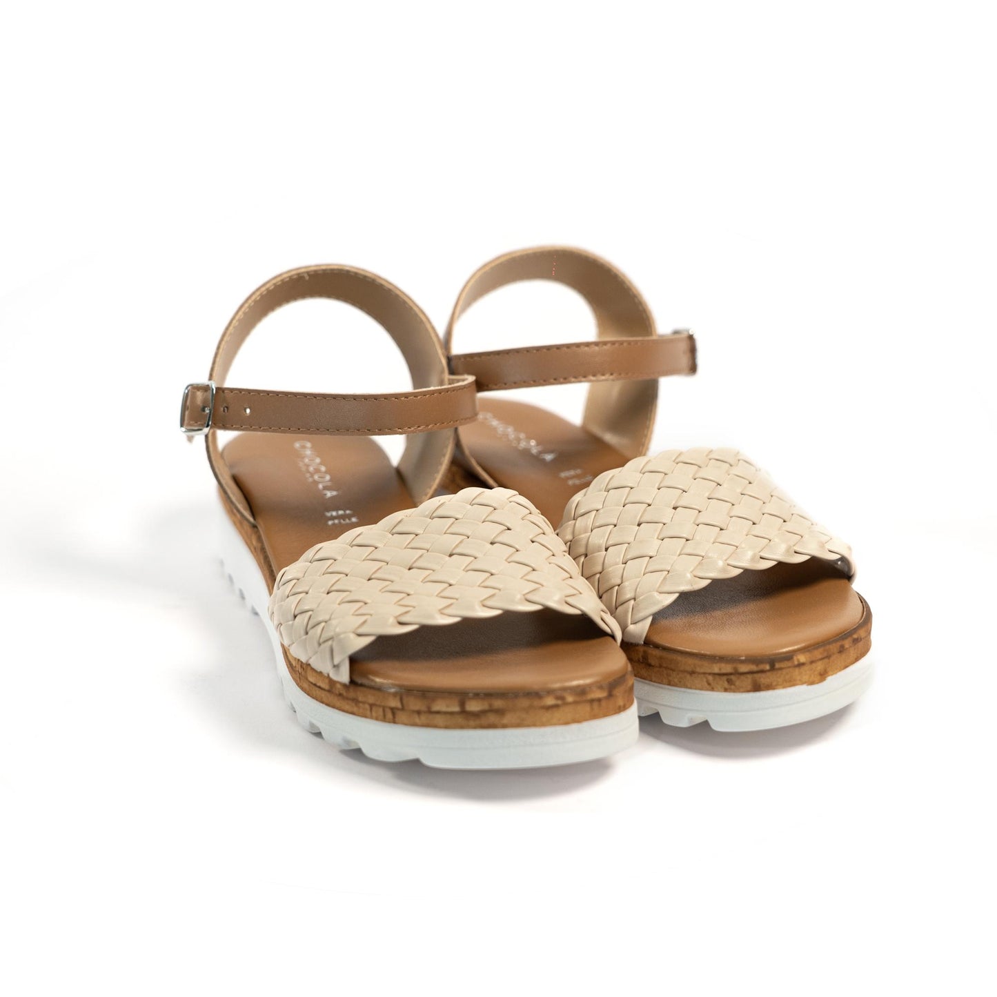 SANDALO INTRECCIATO VERA PELLE BEIGE<BR/> 