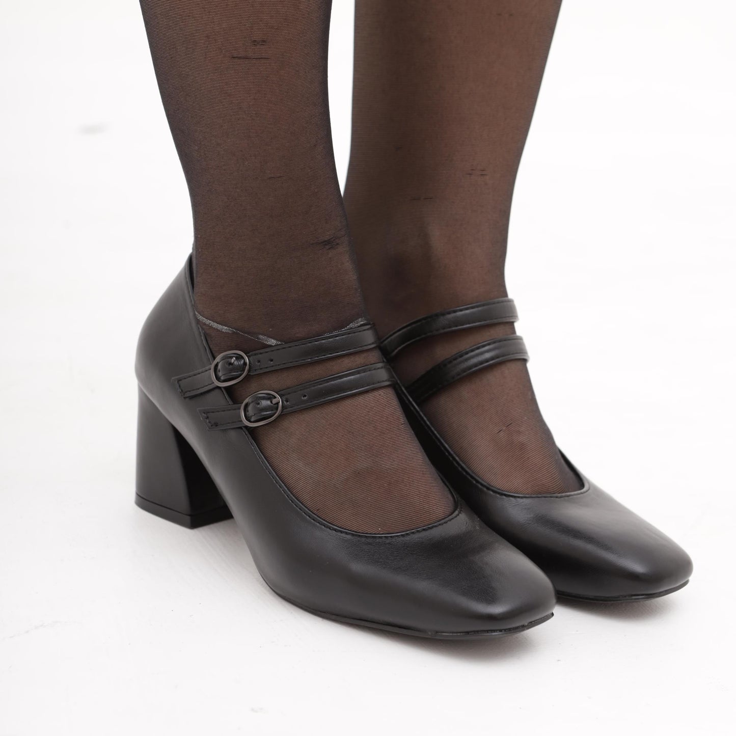 MARY JANE ALTA 2 CINTURINI NERO MP7007-1PUNE CHOCOLA