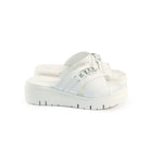 CIABATTA CATENA VERA PELLE BIANCO<BR/> 