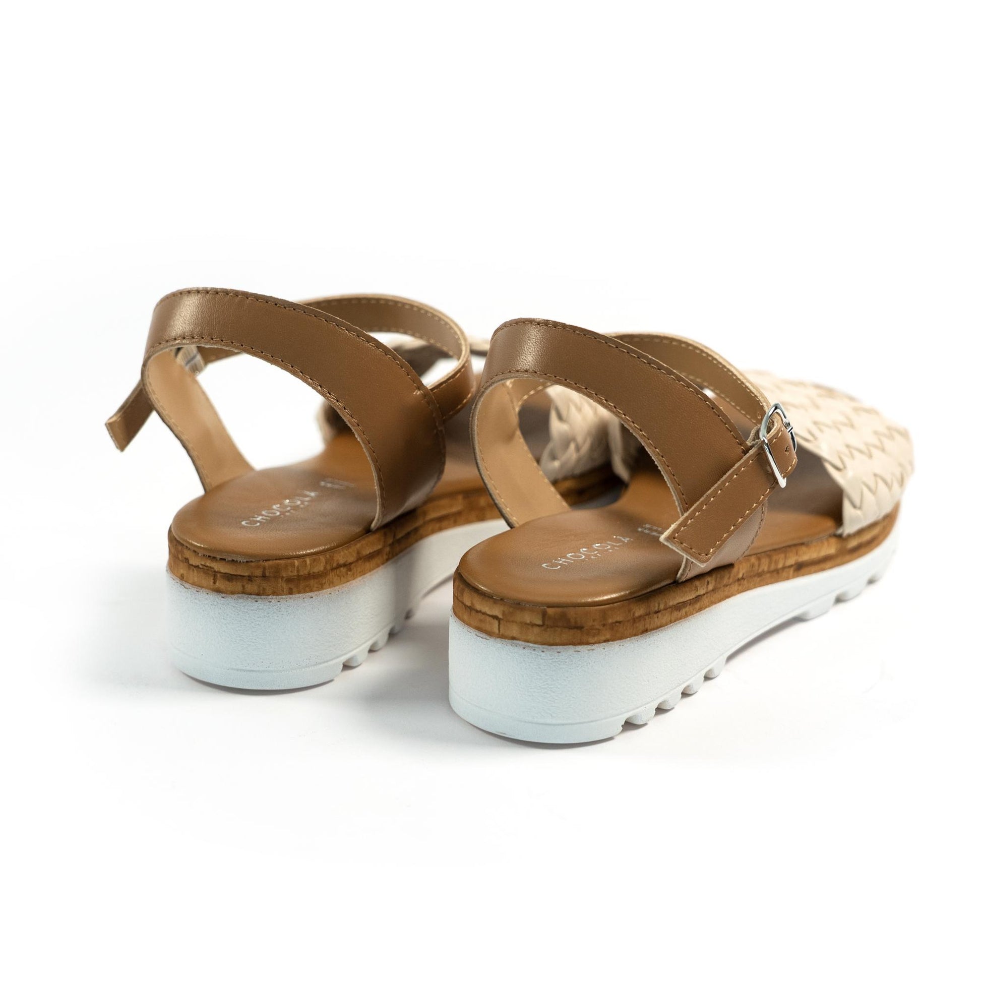 SANDALO INTRECCIATO VERA PELLE BEIGE<BR/> 