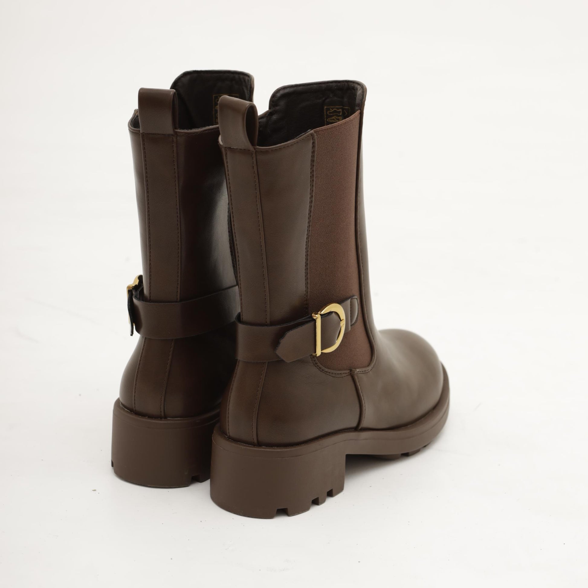 STIVALETTO ELASTICI FIBBIA MARRONE 