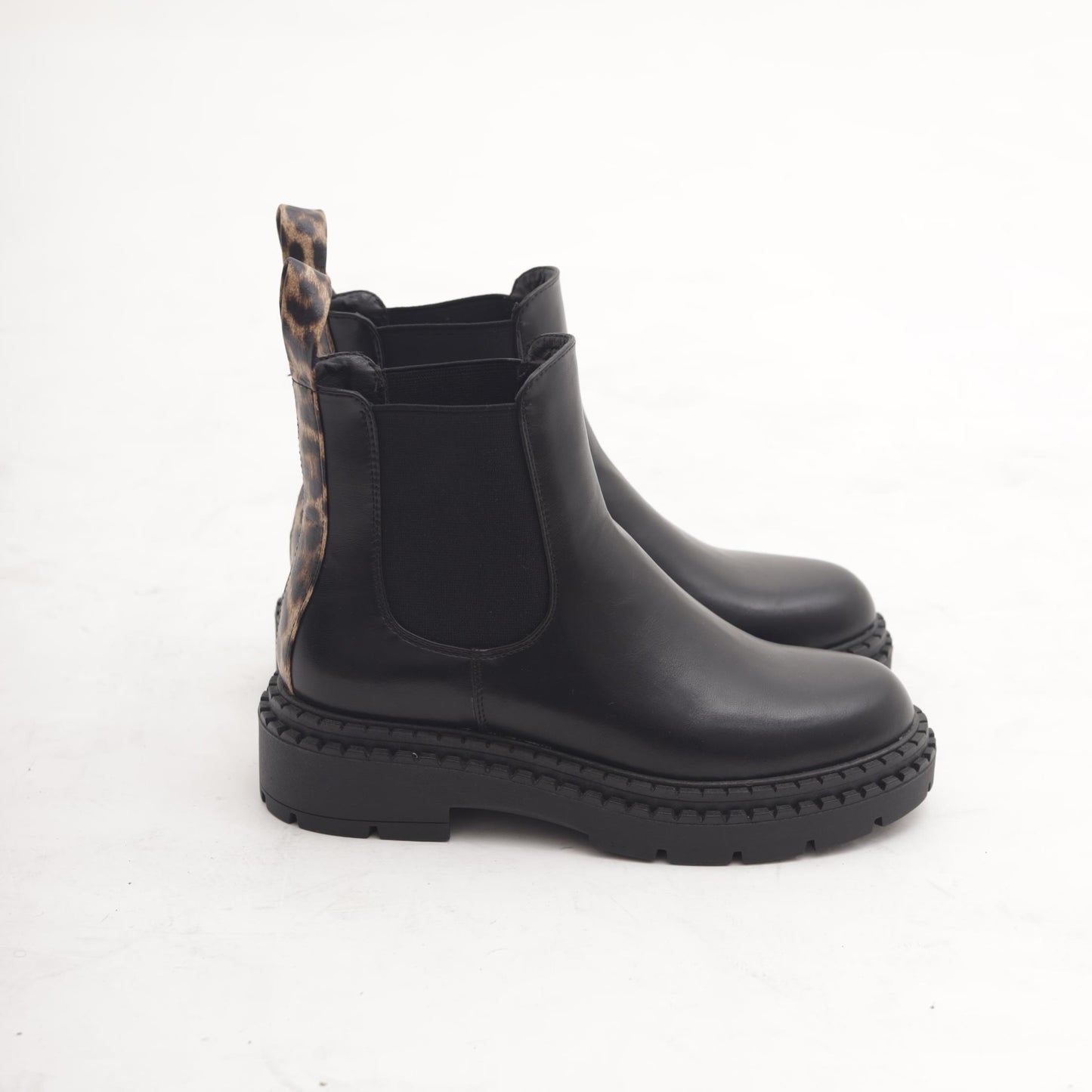 STIVALETTO CHELSEA BASSO ANIMALIER NERO 