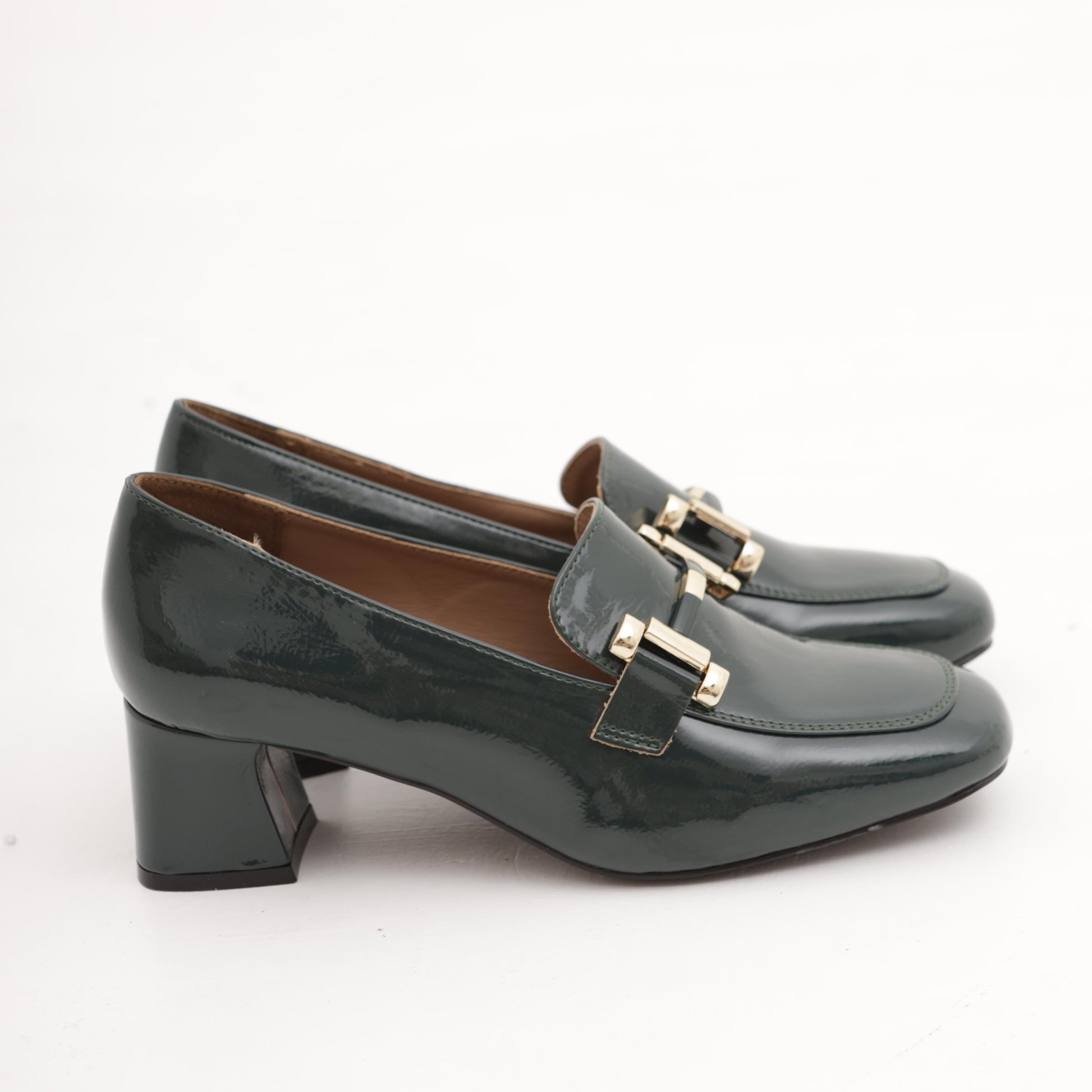 MOCASSINO TACCO MORSETTO GOLD VERDE 