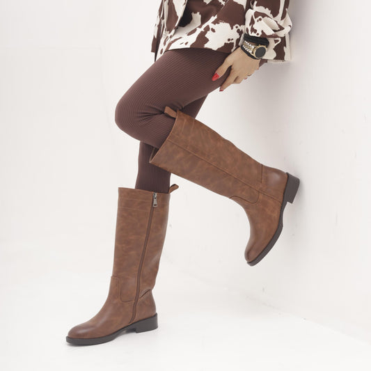 STIVALE ALTO BACCHETTE E ZIP CUOIO MP2753-1PUCU CHOCOLA