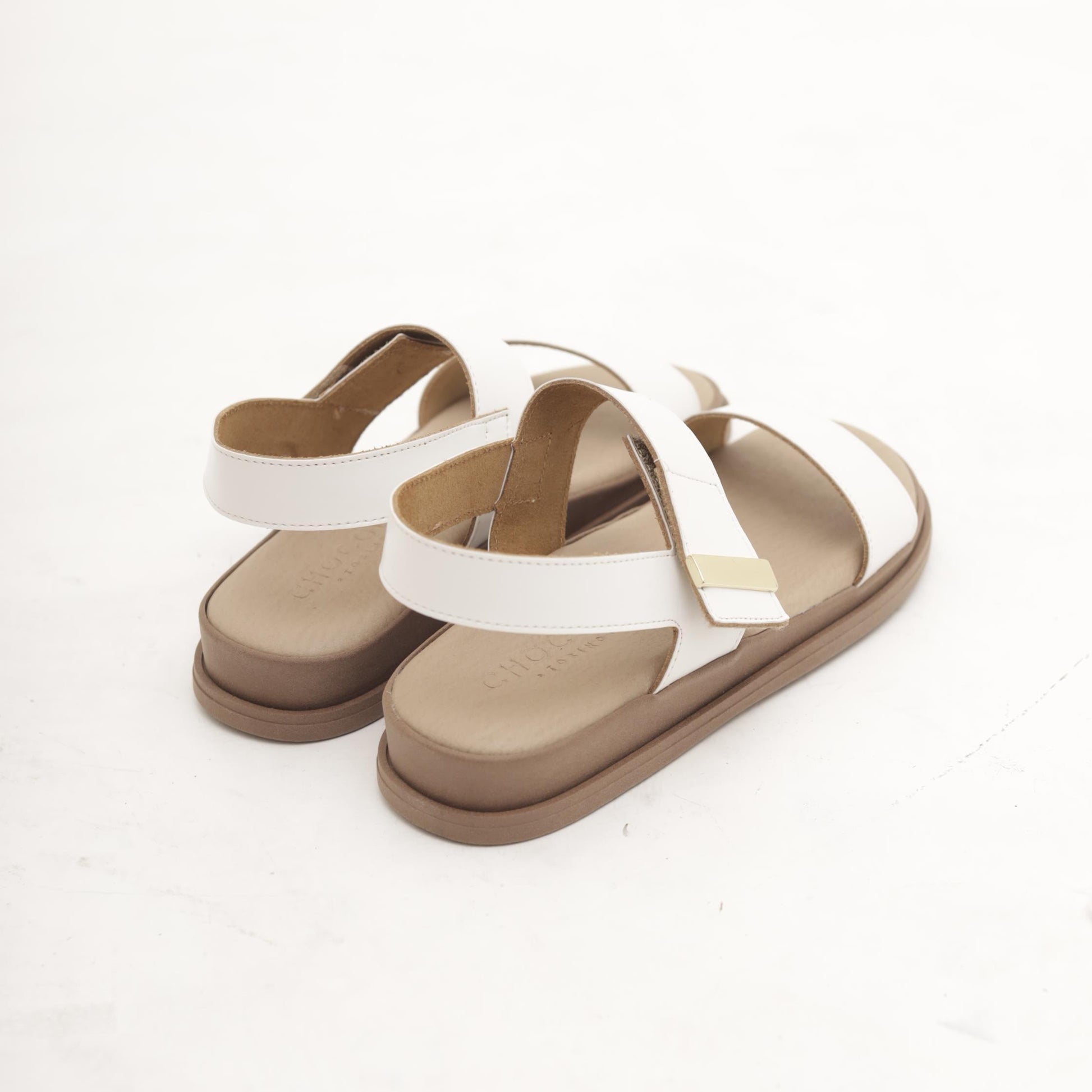 SANDALO VELCRO VERA PELLE BIANCO 