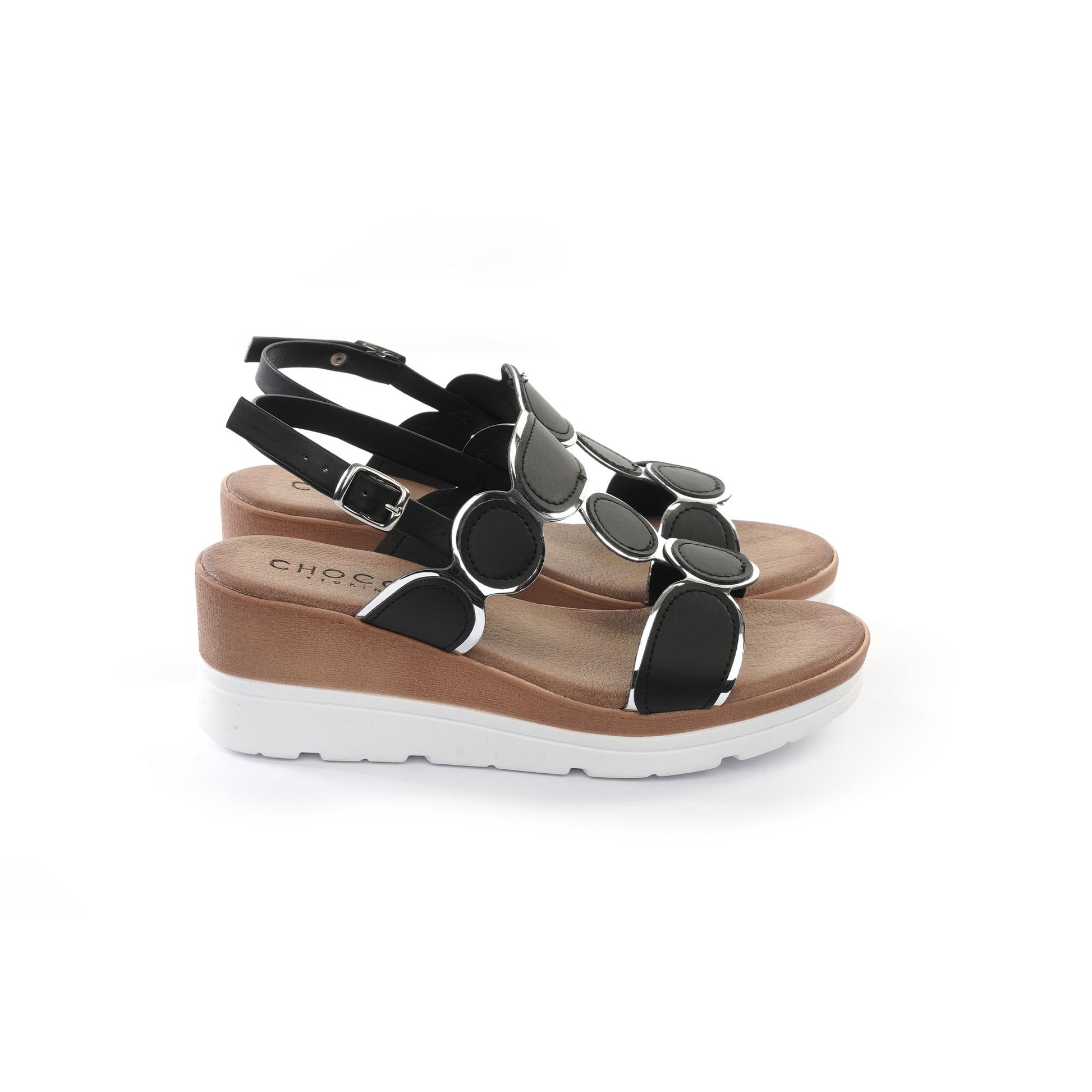 SANDALO ZEPPA A CERCHI NERO<BR/> 