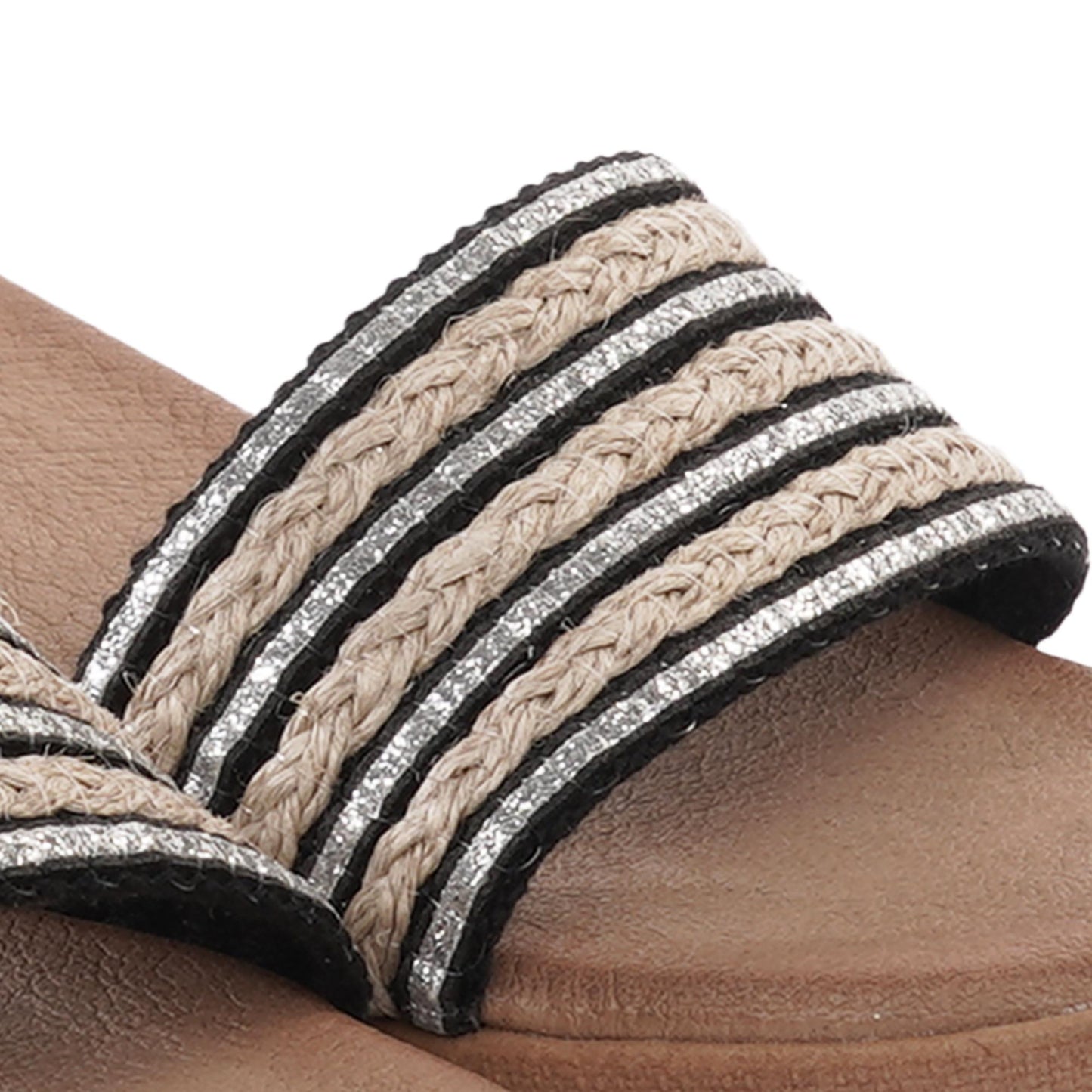 SANDALO ZEPPA FASCIA CORDA NERO<BR/> 