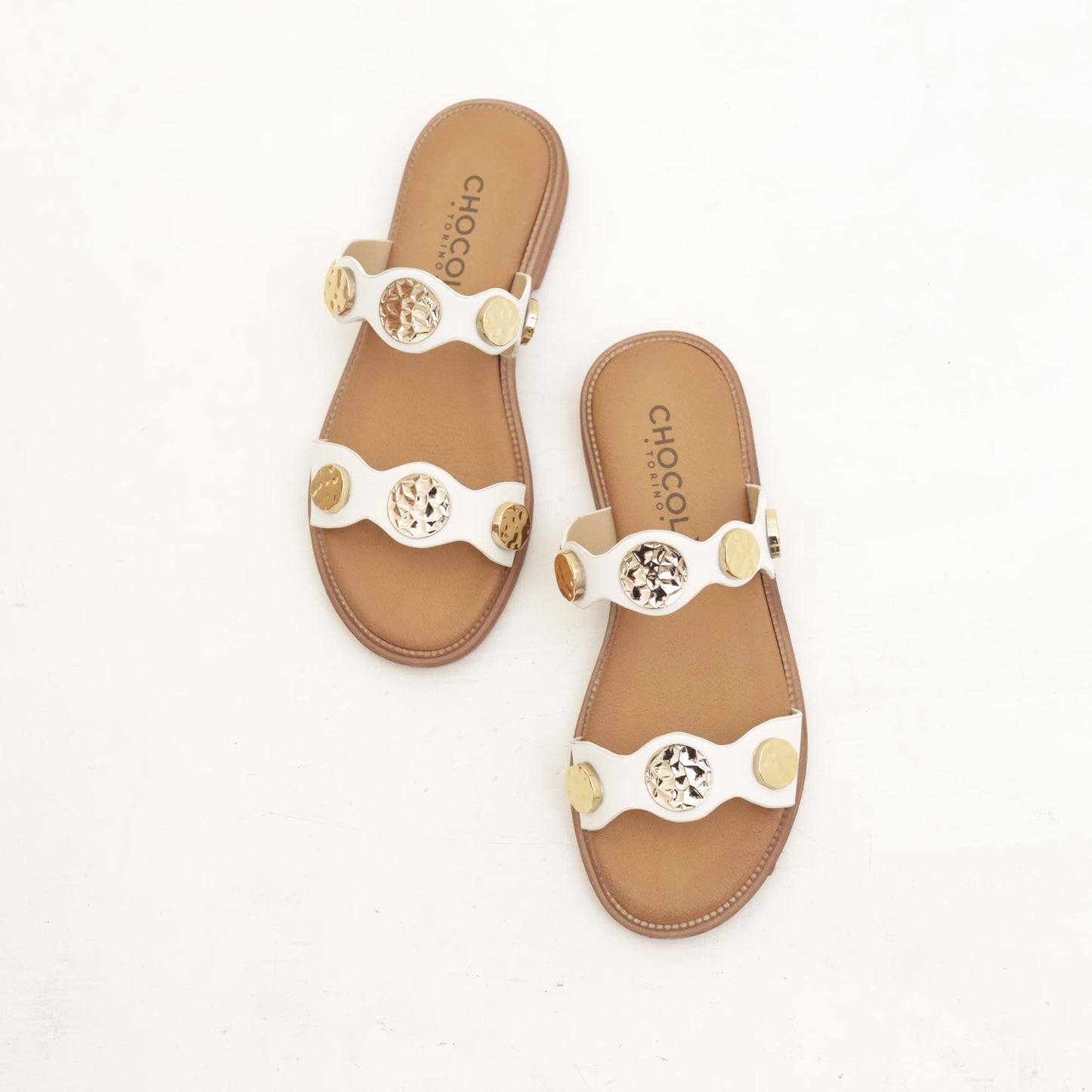 SANDALO FLAT MONETE BIANCO 