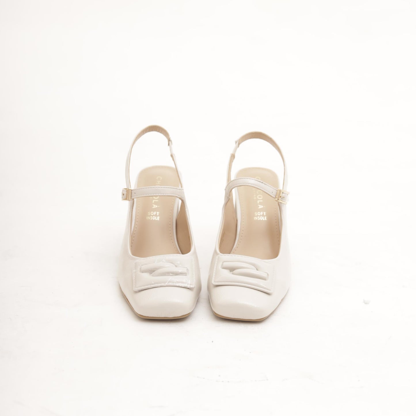 SLINGBACK ACCESSORIO QUADRATO PANNA 