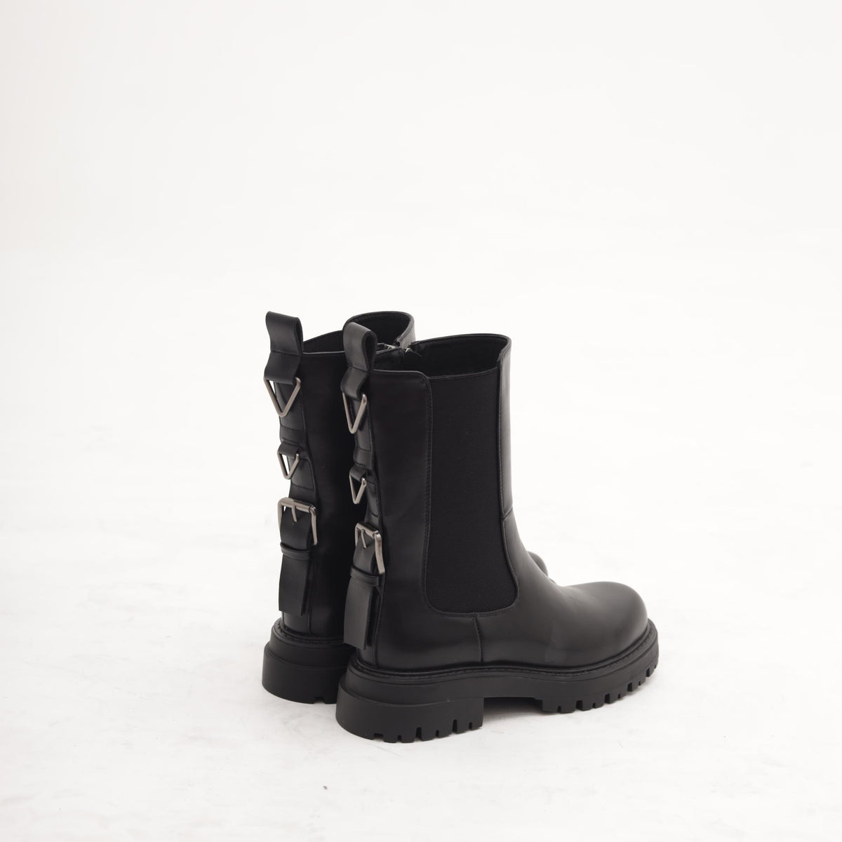 STIVALETTO ELASTICO E ZIP NERO<BR/> 