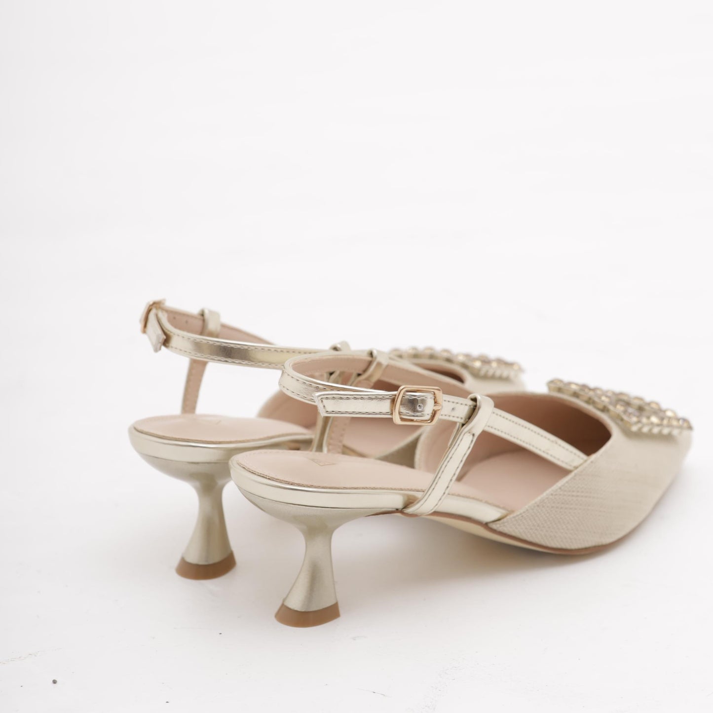 SLINGBACK CANVAS BASSA PLATINO 