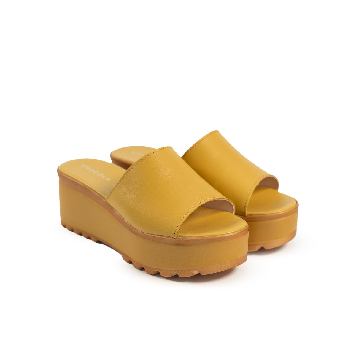 CIABATTA FASCIA VERA PELLE GIALLO<BR/> 