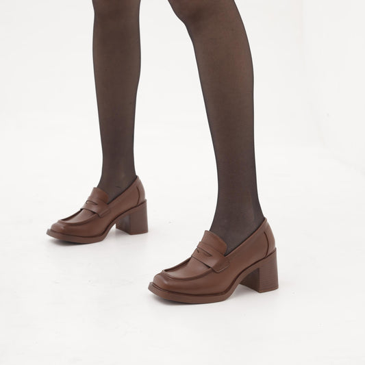 MOCASSINO QUADRATO TACCO MARRONE MP622PUMARRONE CHOCOLA