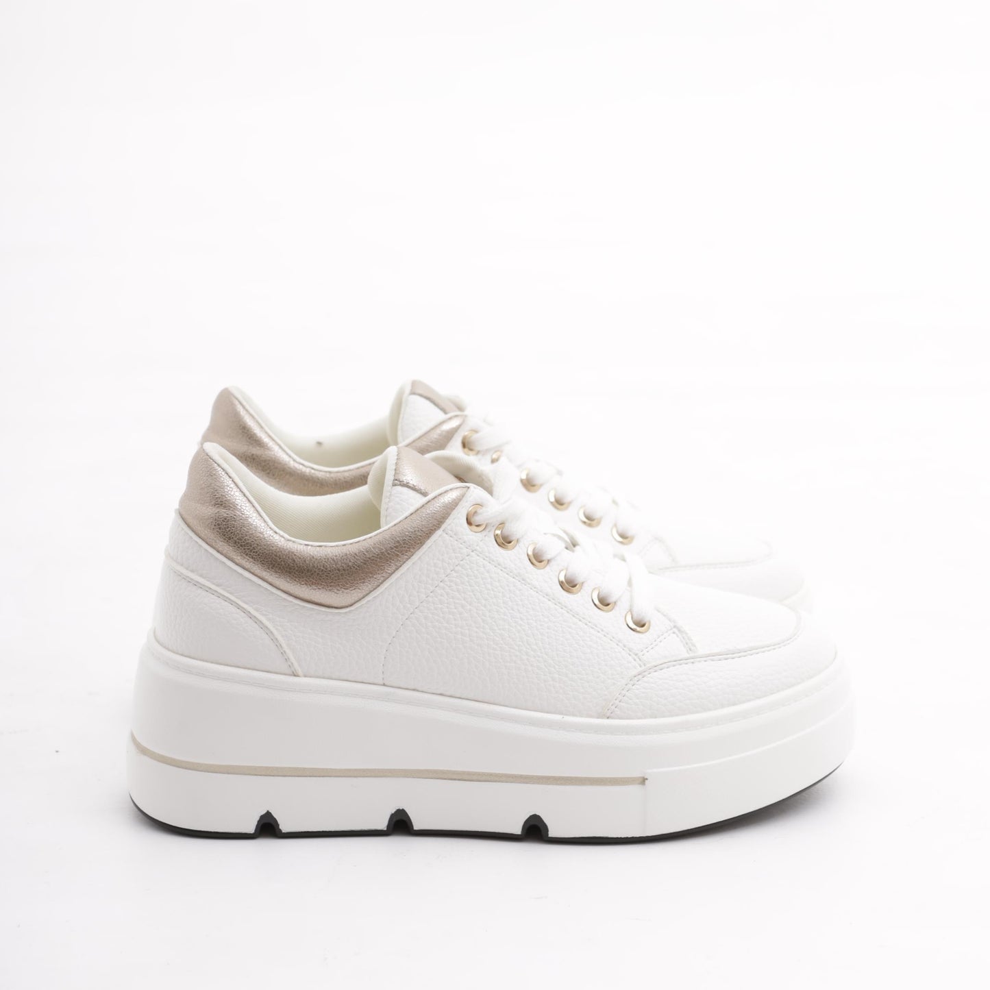 SNEAKERS FLATFORM BIANCO/PLATINO 
