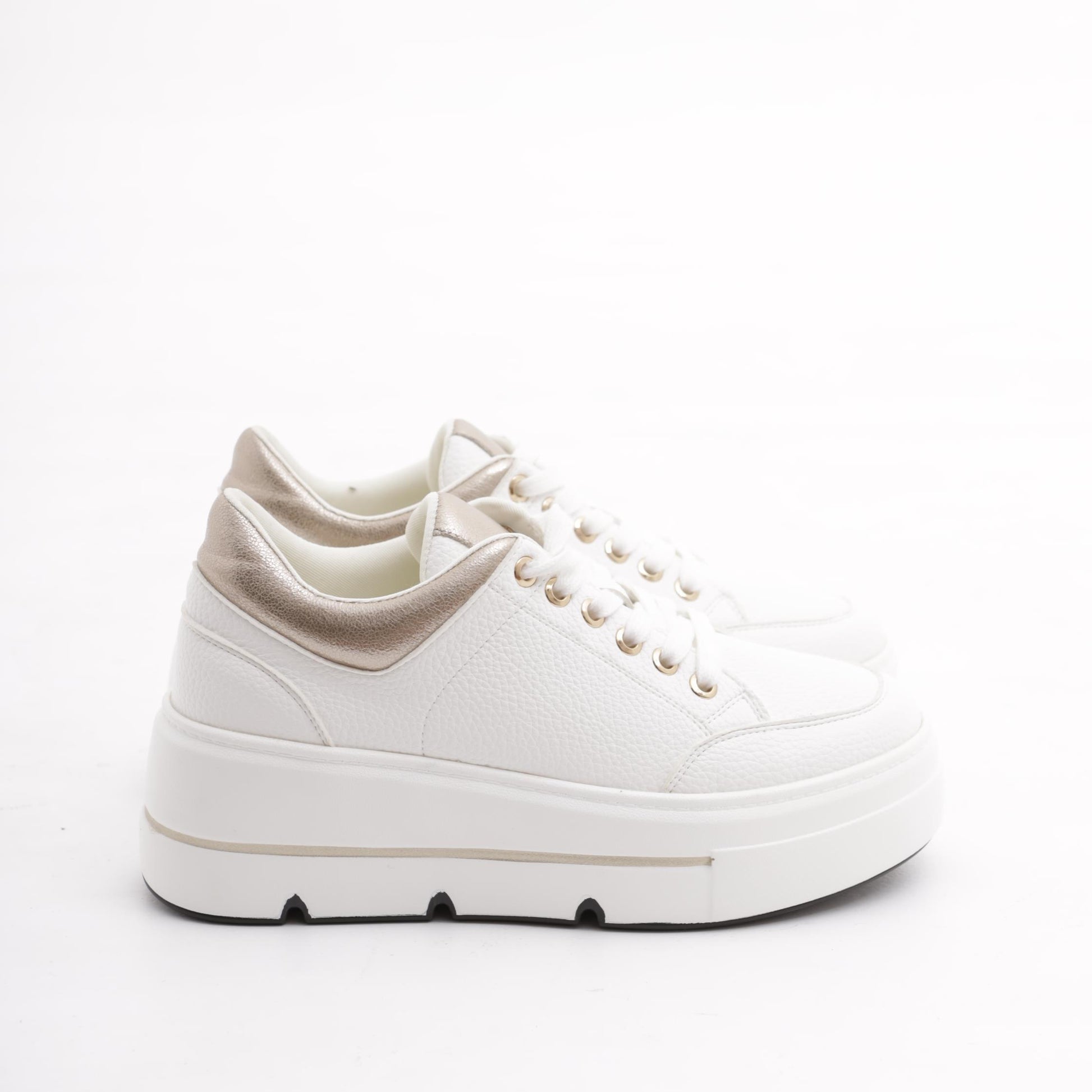 SNEAKERS FLATFORM BIANCO/PLATINO 