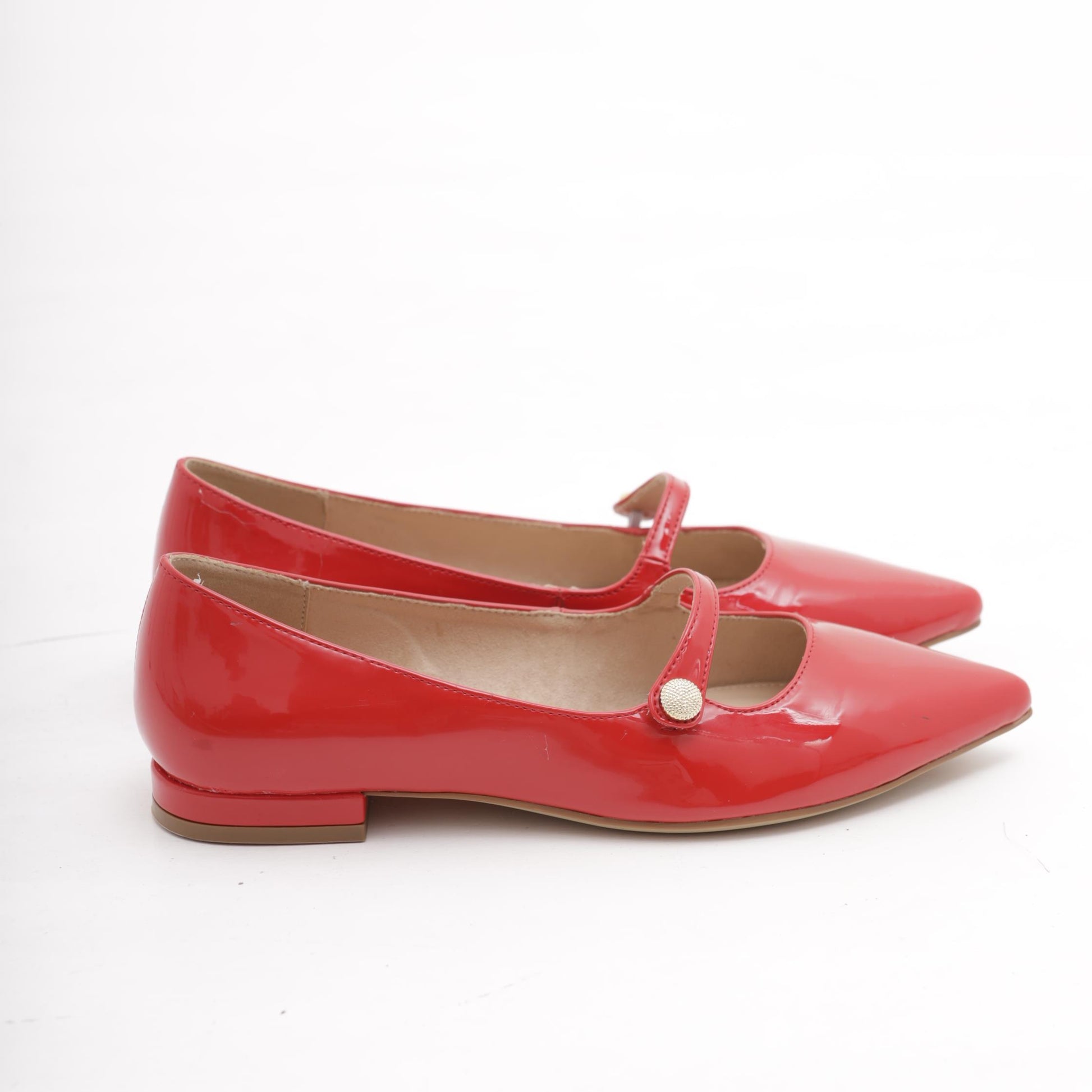 DECOLLETE' FLAT CINTURINO ROSSO 