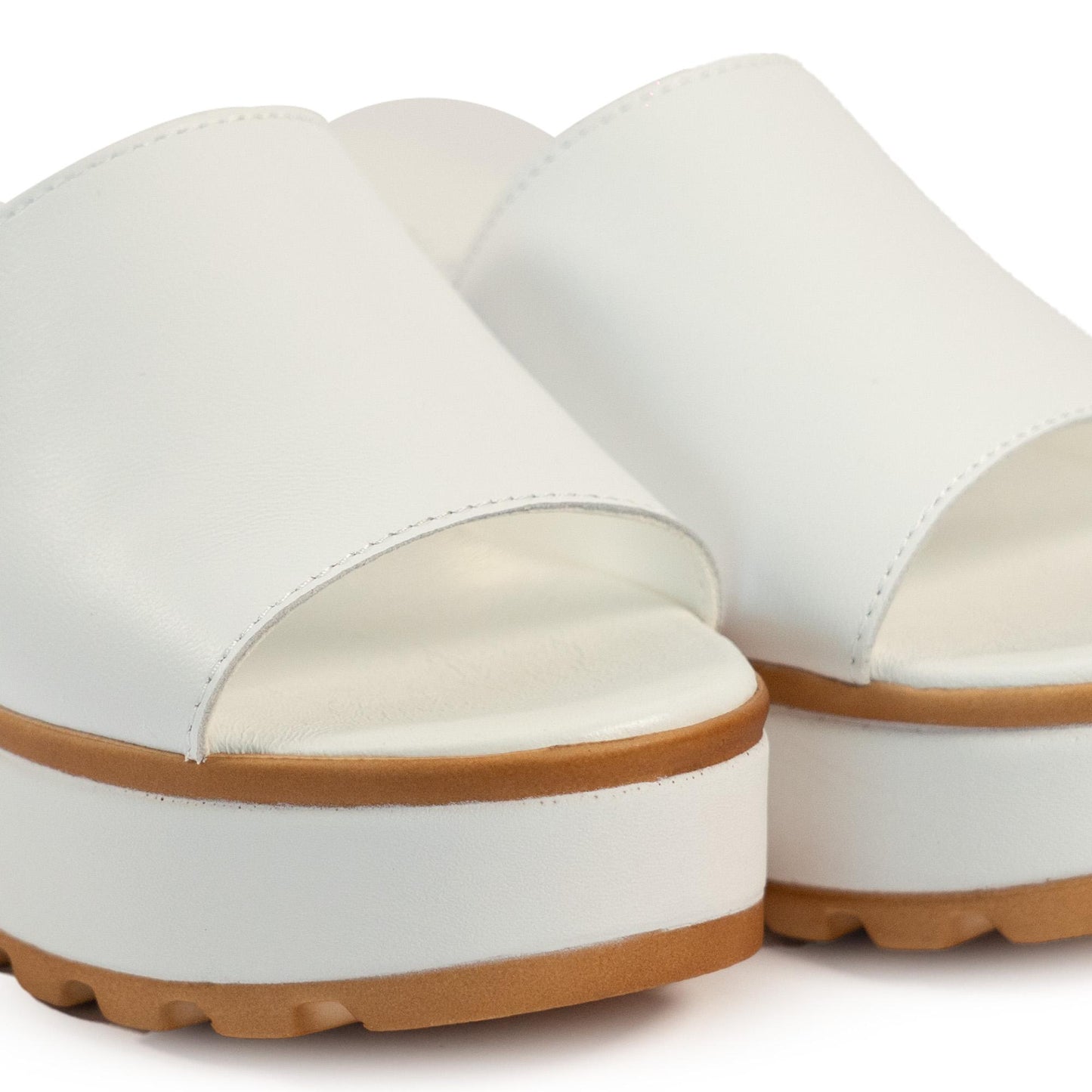 CIABATTA FASCIA VERA PELLE BIANCO<BR/> 