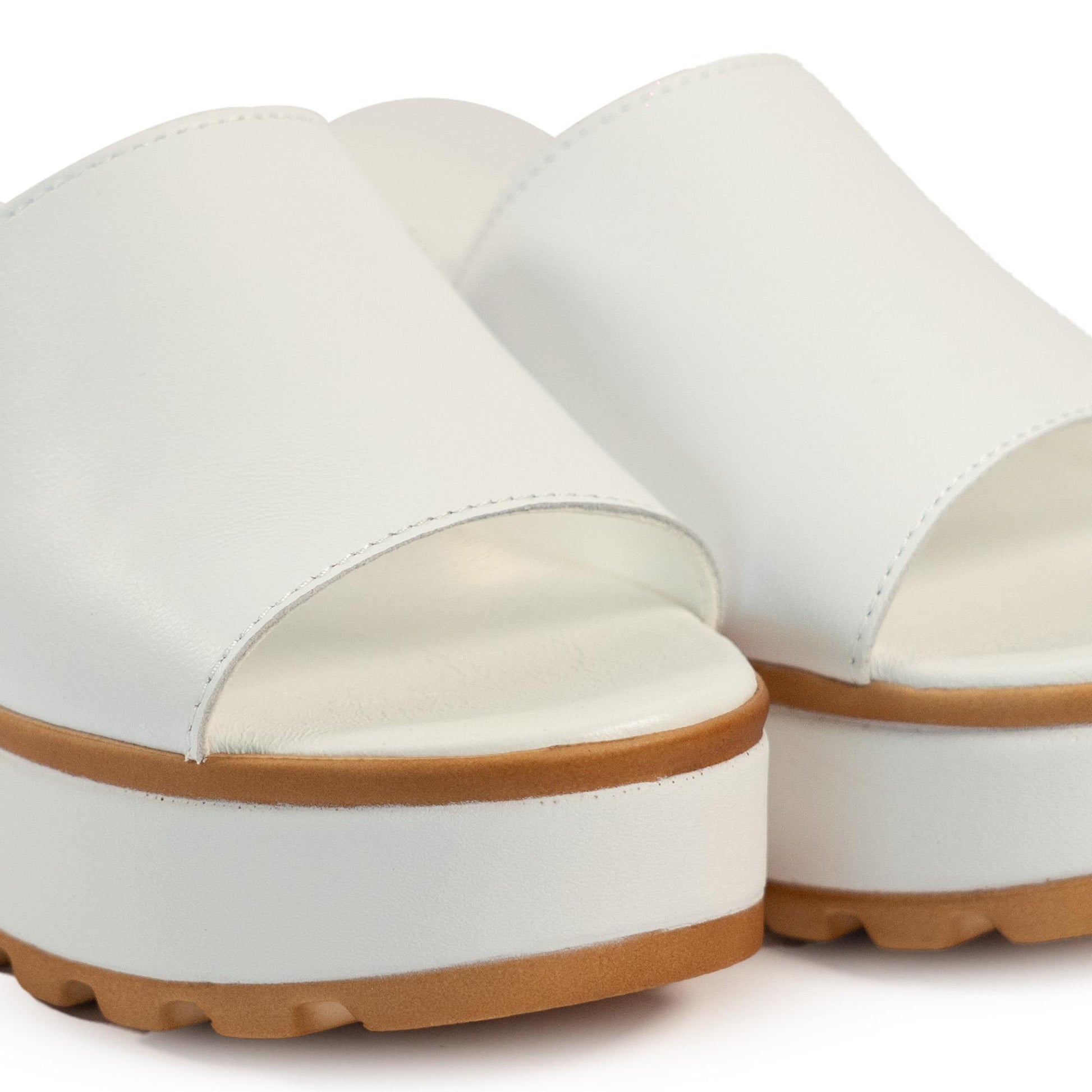 CIABATTA FASCIA VERA PELLE BIANCO<BR/> 