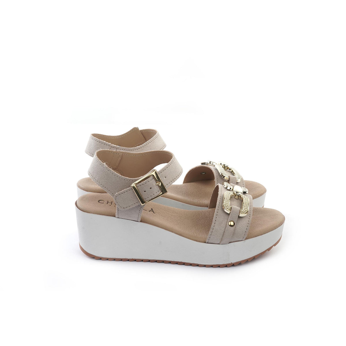 SANDALO  ZEPPA CATENA BEIGE<BR/> 