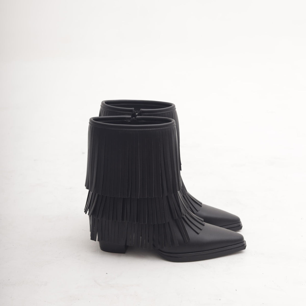 STIVALETTO TEXANO FRANGE NERO 