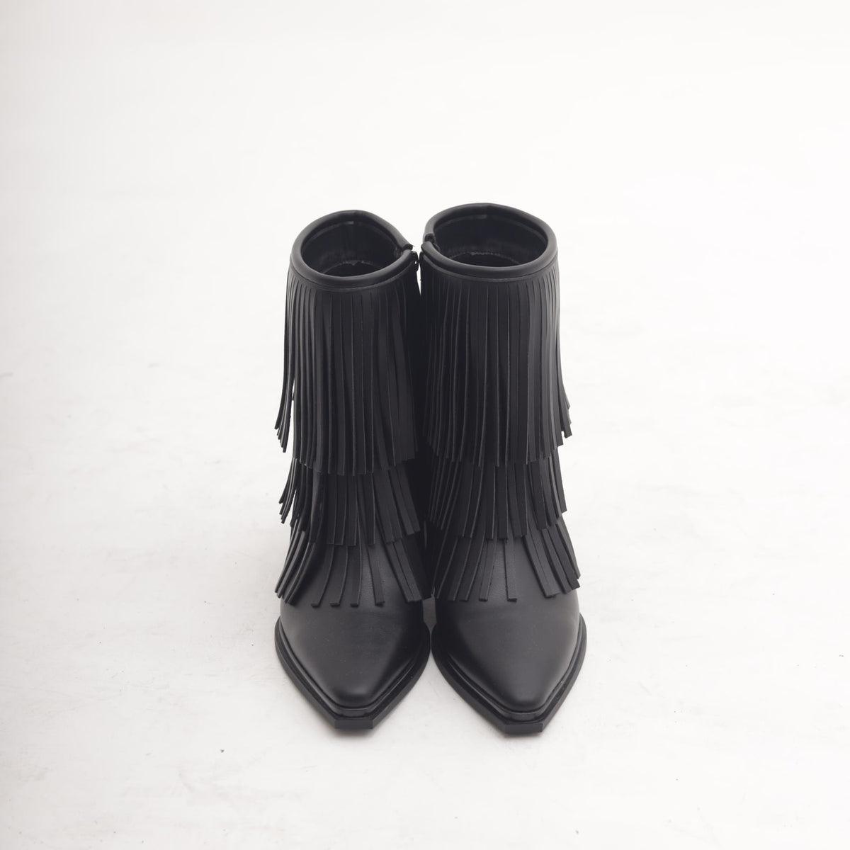 STIVALETTO TEXANO FRANGE NERO 