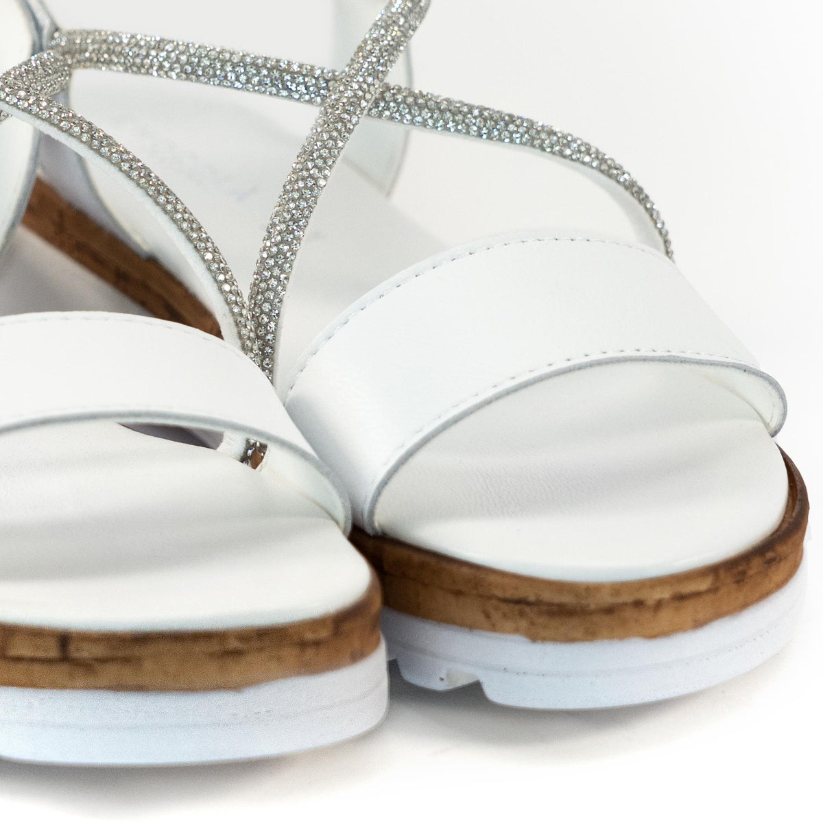 SANDALO BRILLANTINI VERA PELLE BIANCO<BR/> 