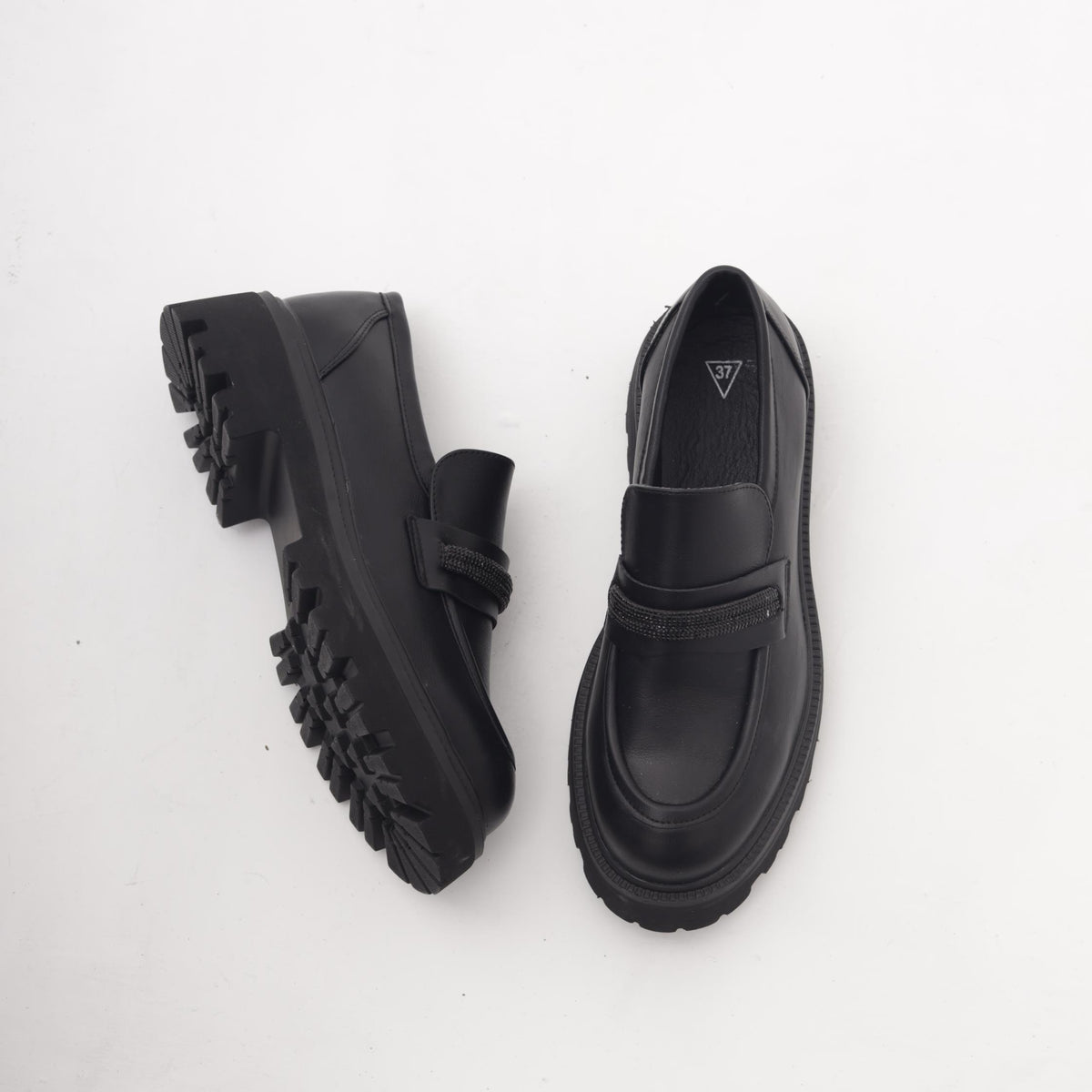 MOCASSINO SUOLA ALTA STRASS NERO 