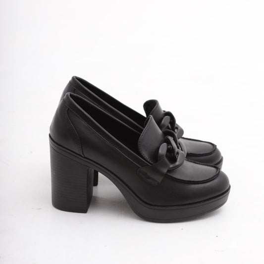 MOCASSINO TACCO CATENA NERO 