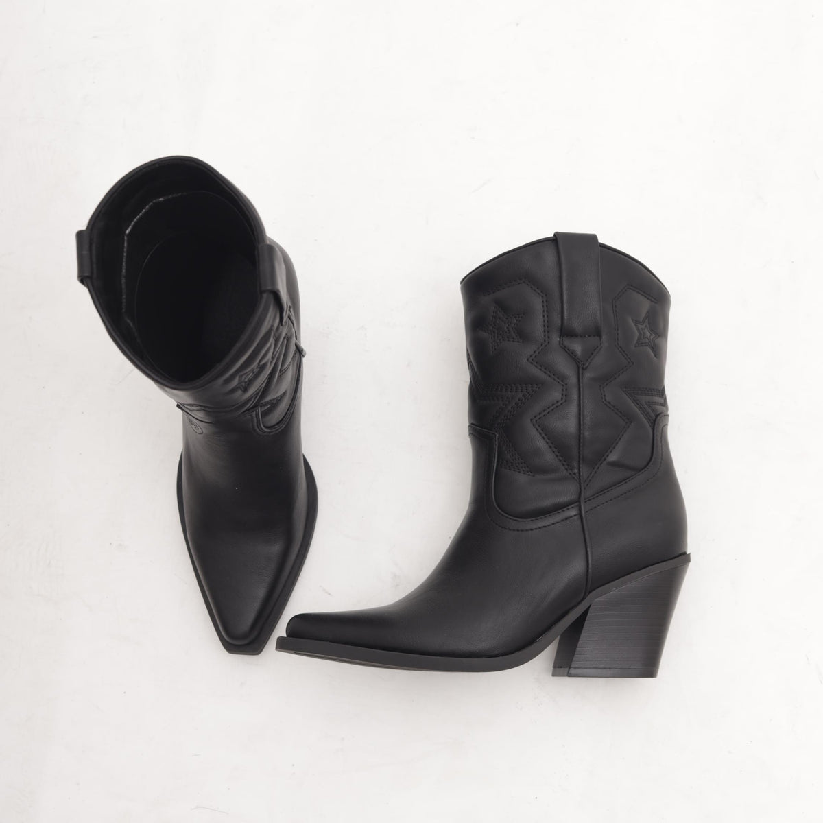 STIVALETTO TEXANO RICAMO STARS NERO 
