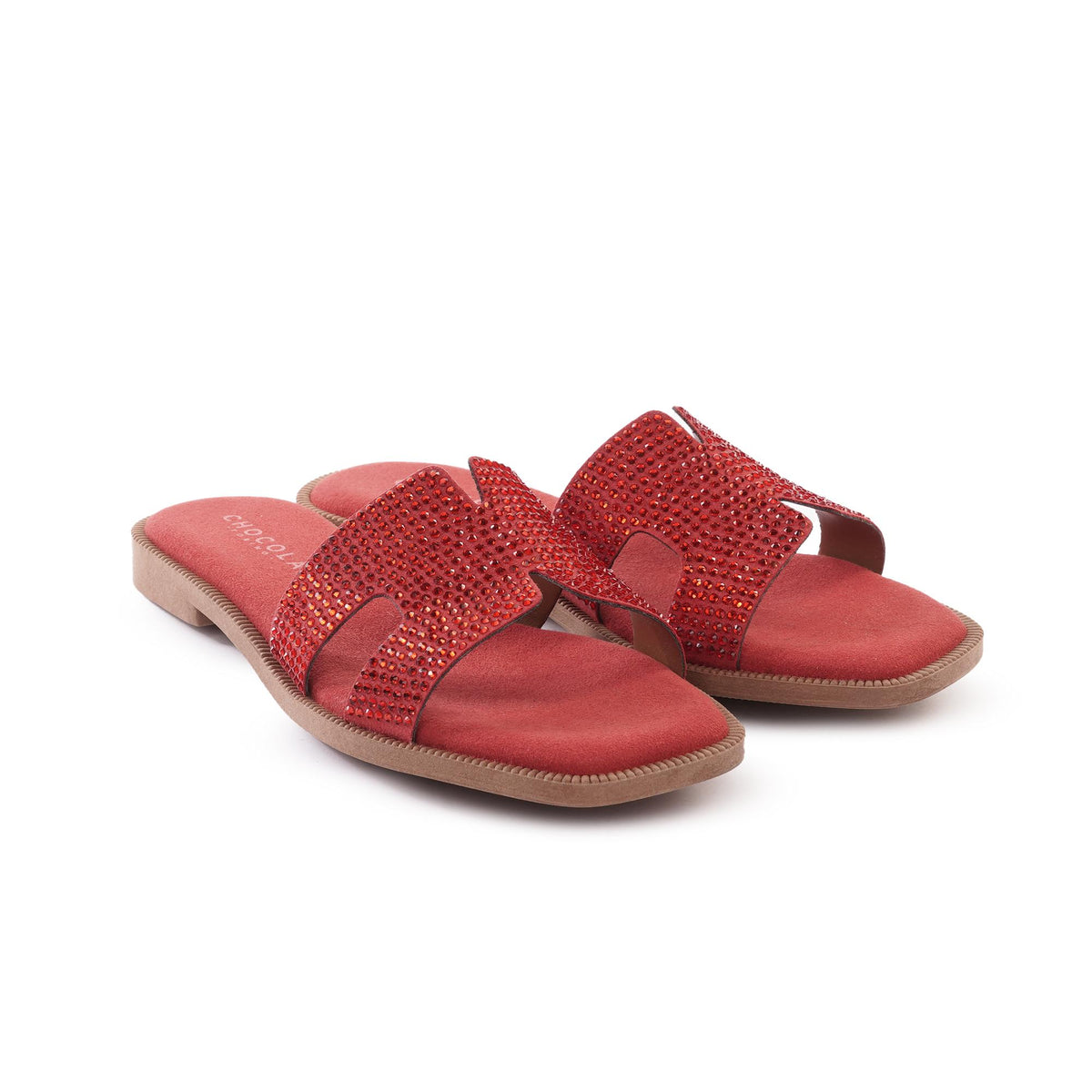 CIABATTINA H CON STRASS ROSSO<BR/> 
