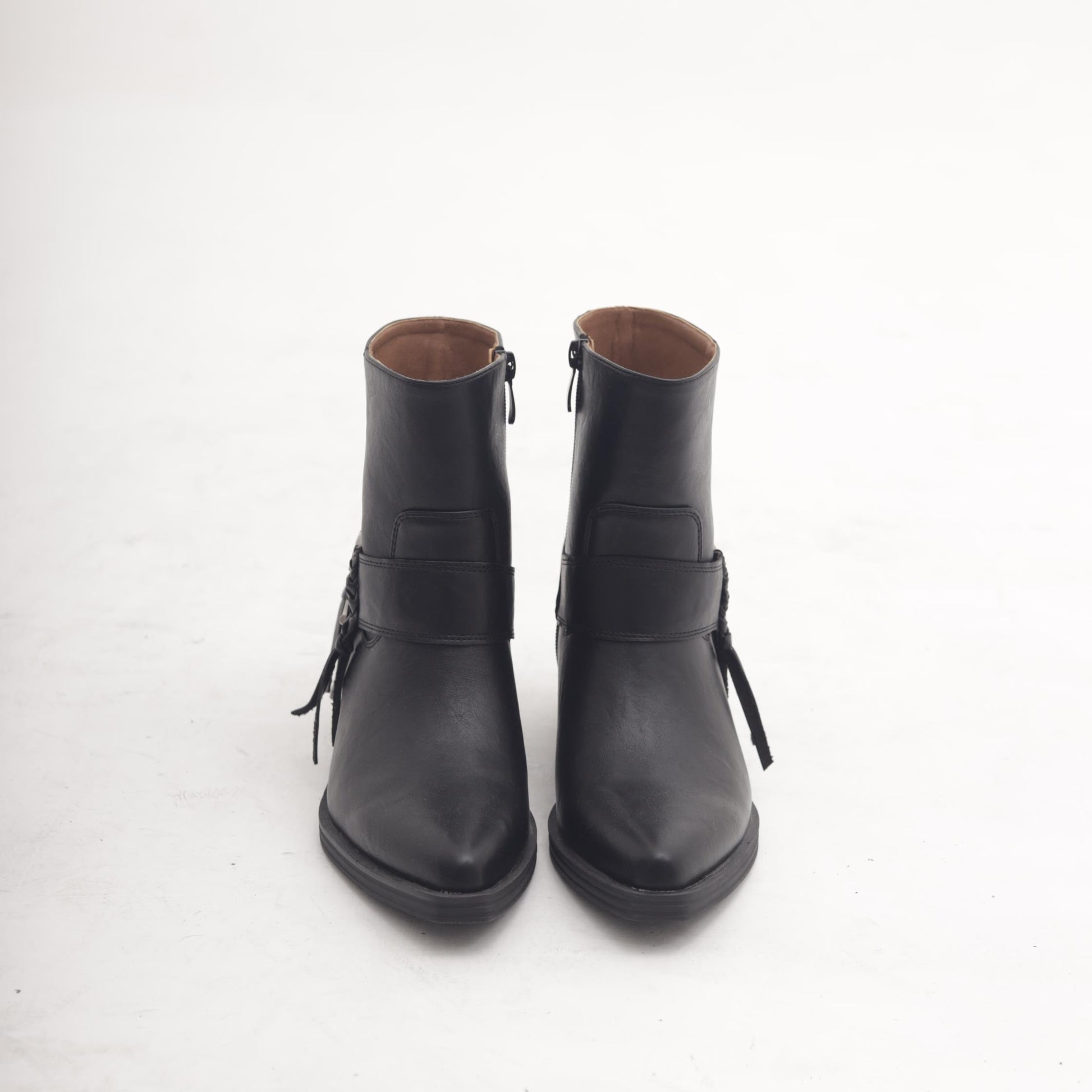 STIVALETTO TEXANO CINTURINO E FRANGE NERO MP2737-5PUNE CHOCOLA