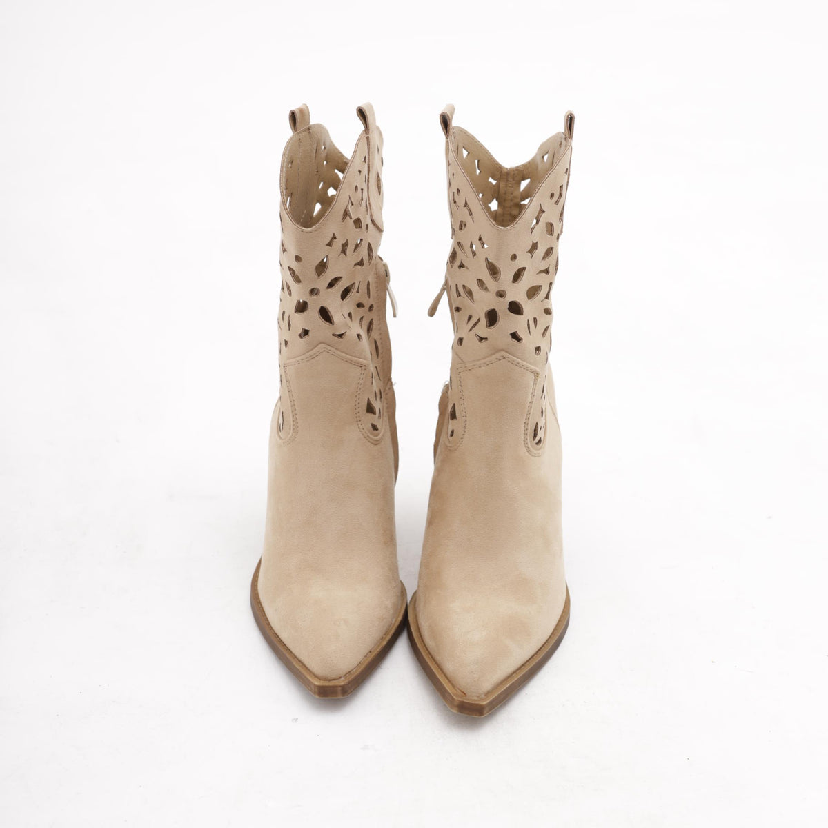 STIVALETTO TEXANO TRAFORATO TORTORA<BR/> 