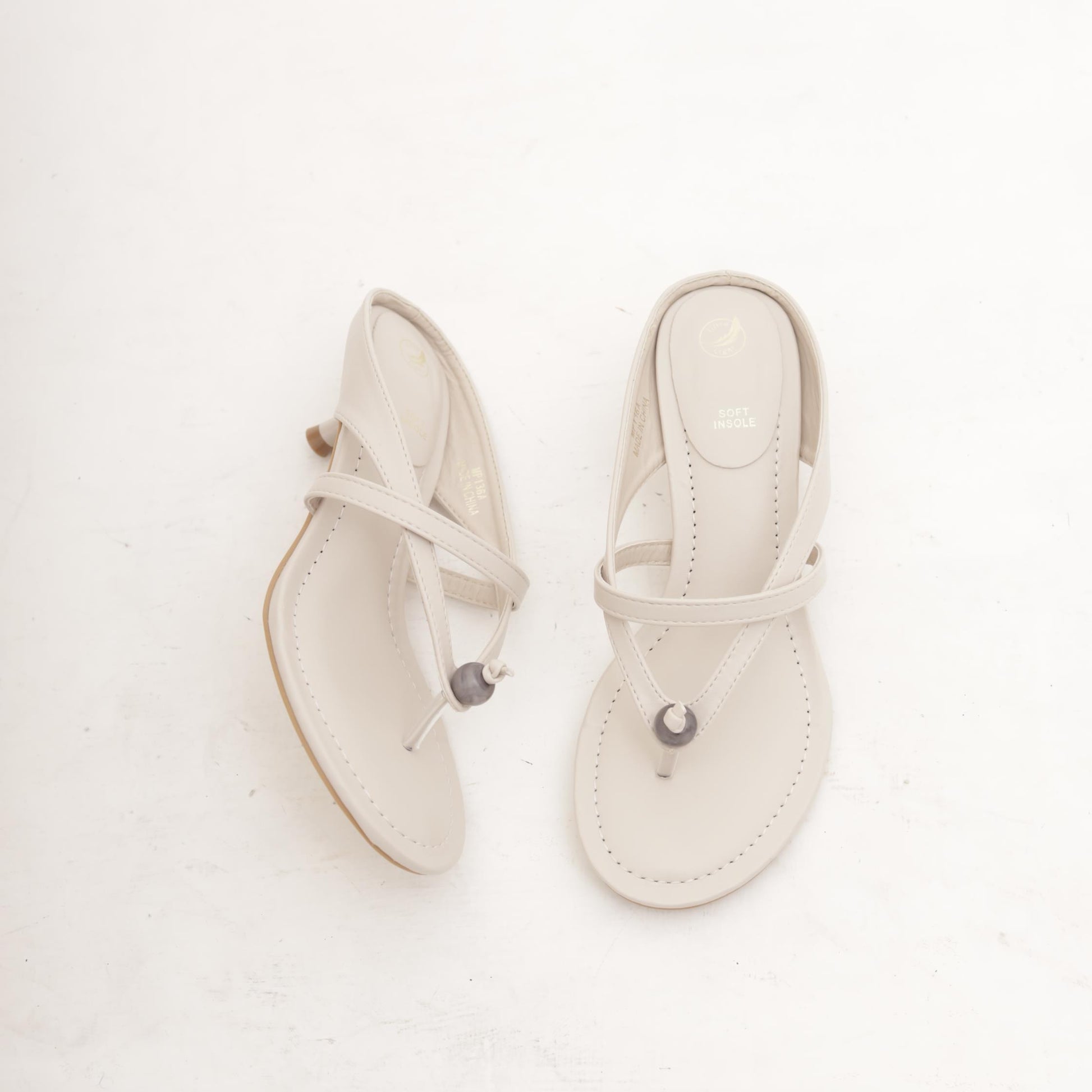 SANDALO INFRADITO TACCO NODO BEIGE 