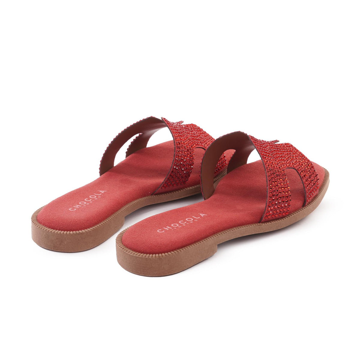 CIABATTINA H CON STRASS ROSSO<BR/> 