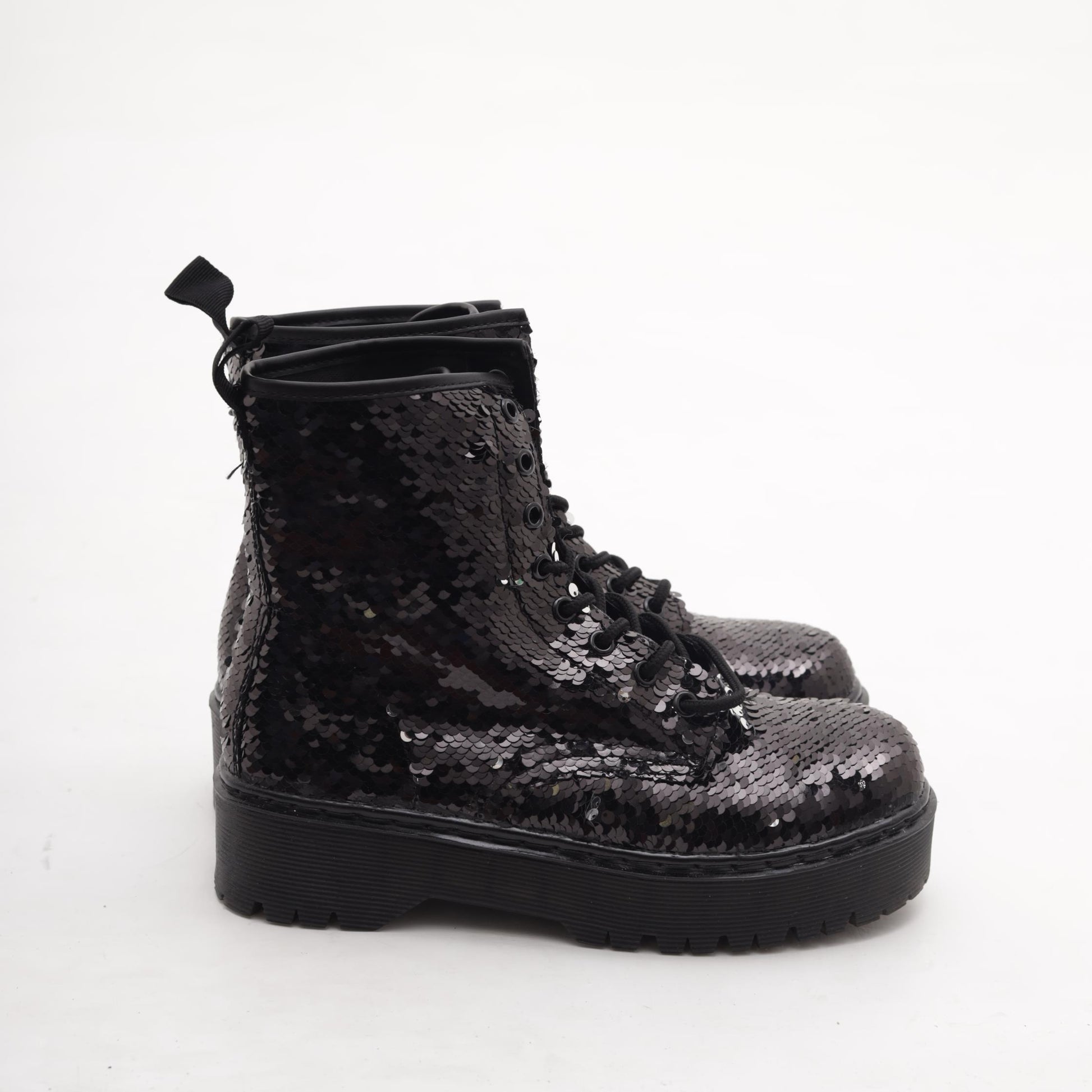 ANFIBIO 8 BUCHI PLATFORM PAILLETTES NERO 