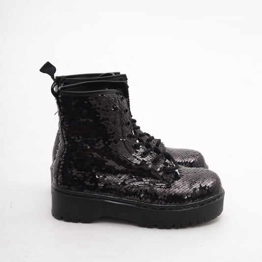 ANFIBIO 8 BUCHI PLATFORM PAILLETTES NERO 