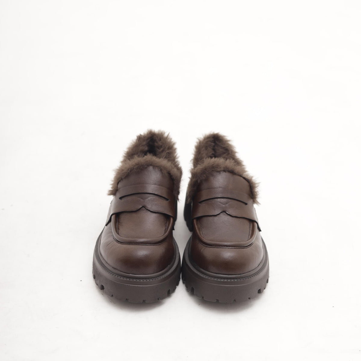 MOCASSINO SUOLA ALTA FUR MARRONE 