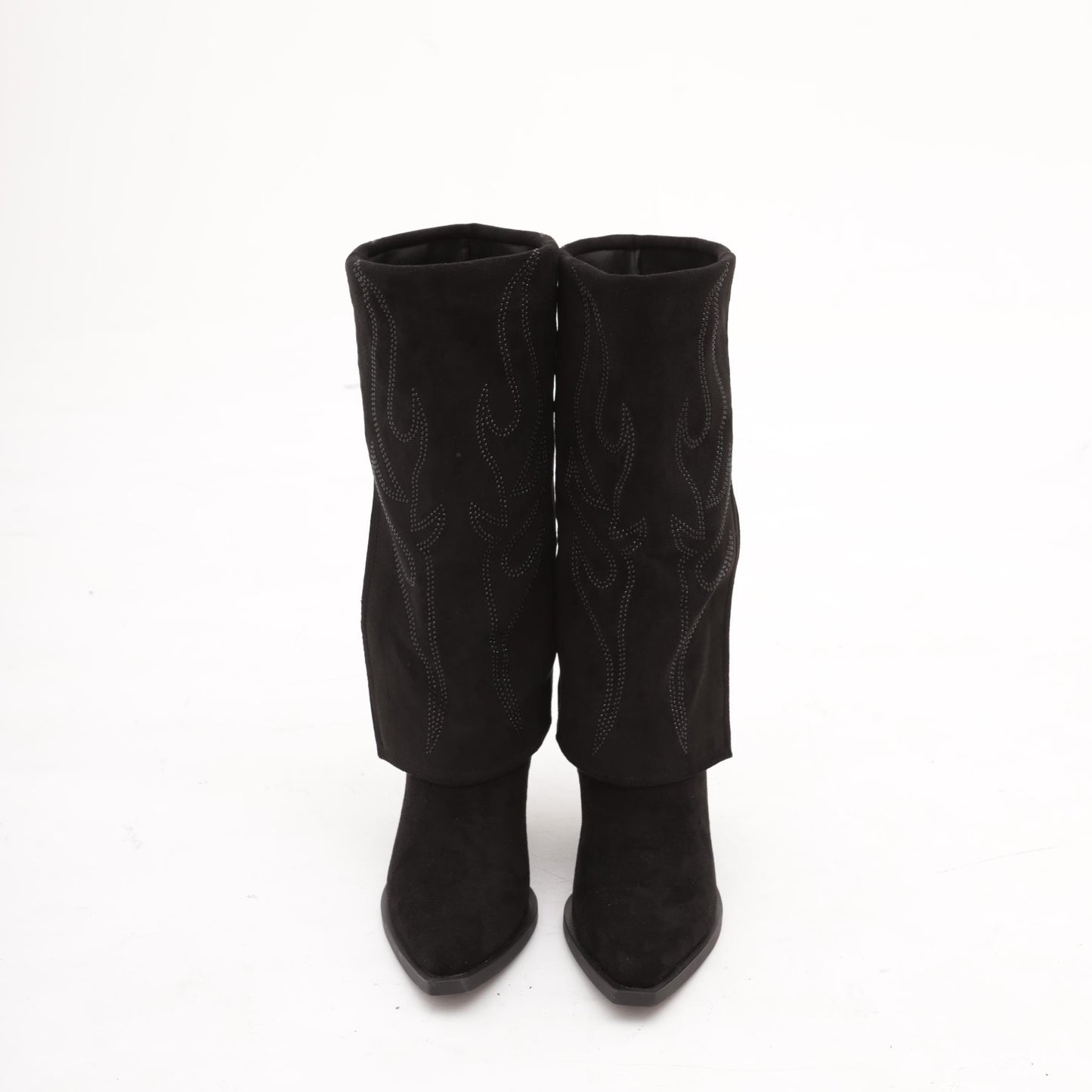 CAMPEROS ALTO RISVOLTATO RICAMO NERO MP736-7MFNE CHOCOLA